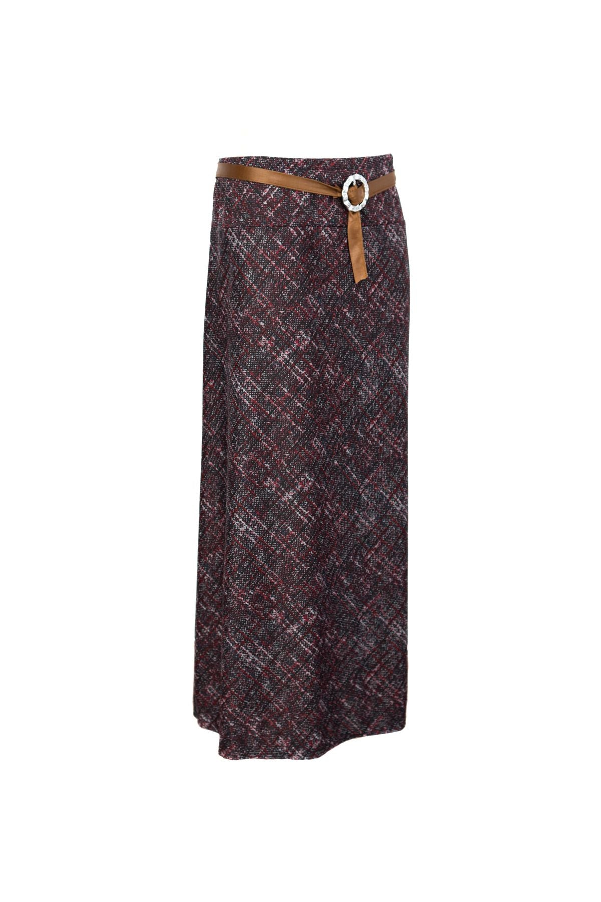 Kadın Kışlık Zara Kumaş Anne Çan Etek Sanat Desenli Beli Lastikli ve Kemerli Tam Kalıp