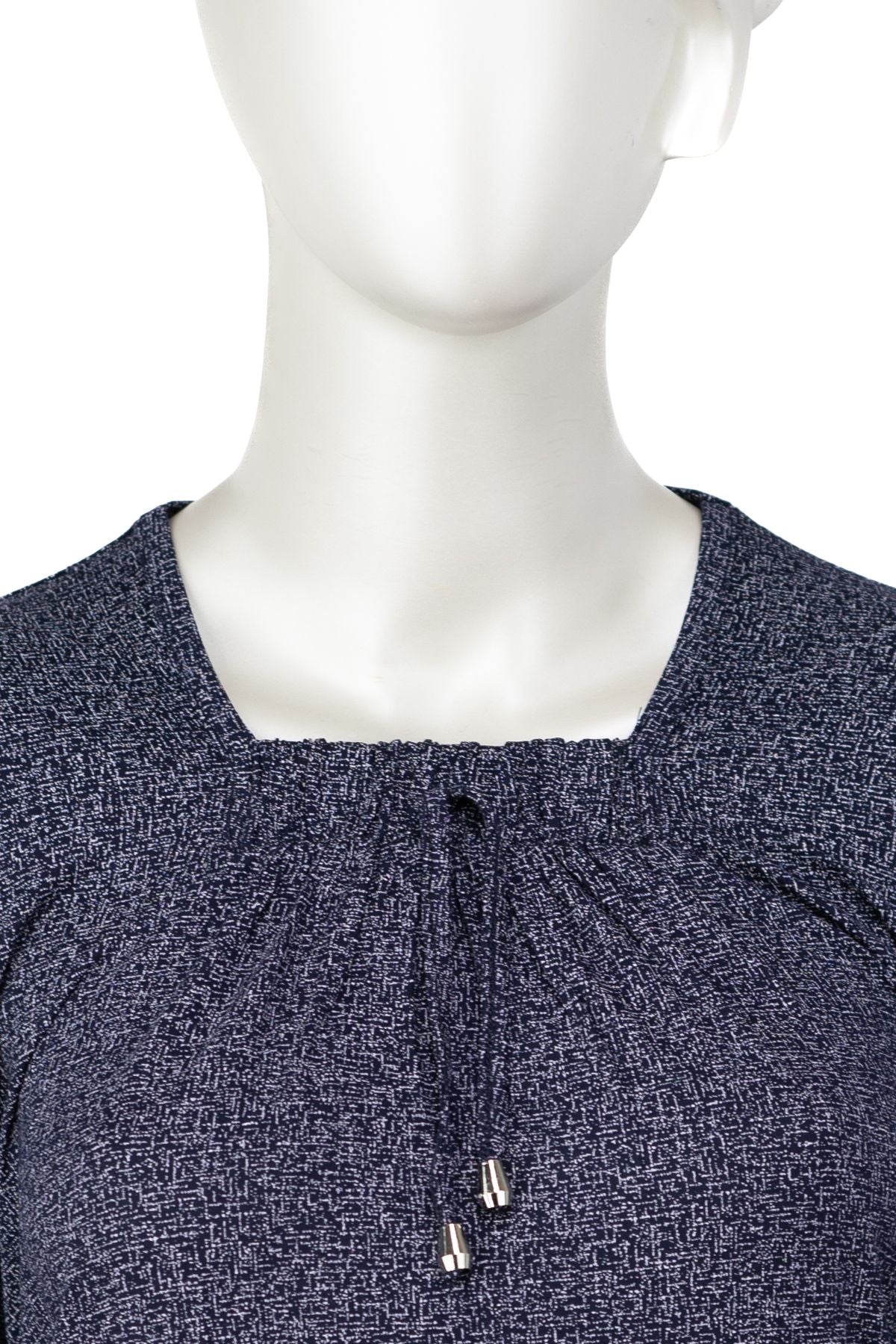 Kadın Turlu Viskon Penye Kumaş Anne Bluz Şık Kum Desenli Likralı Kare Yaka Uzun Kol TamKalıp