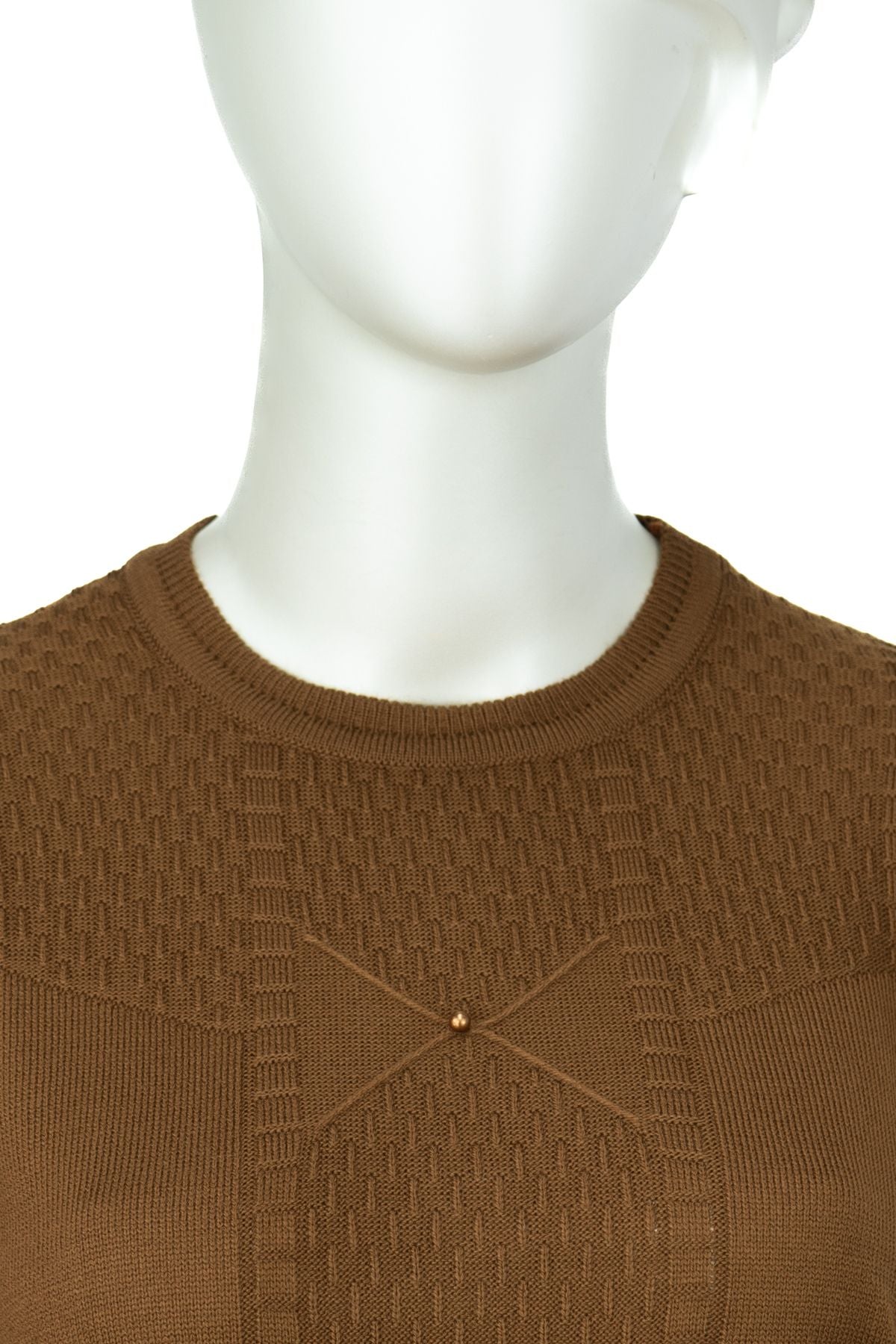 Kadın Kışlık Pamuklu Triko Dokuma Anne Kazak Boncuklu Tasarım Motifli Yuvarlak Yakalı