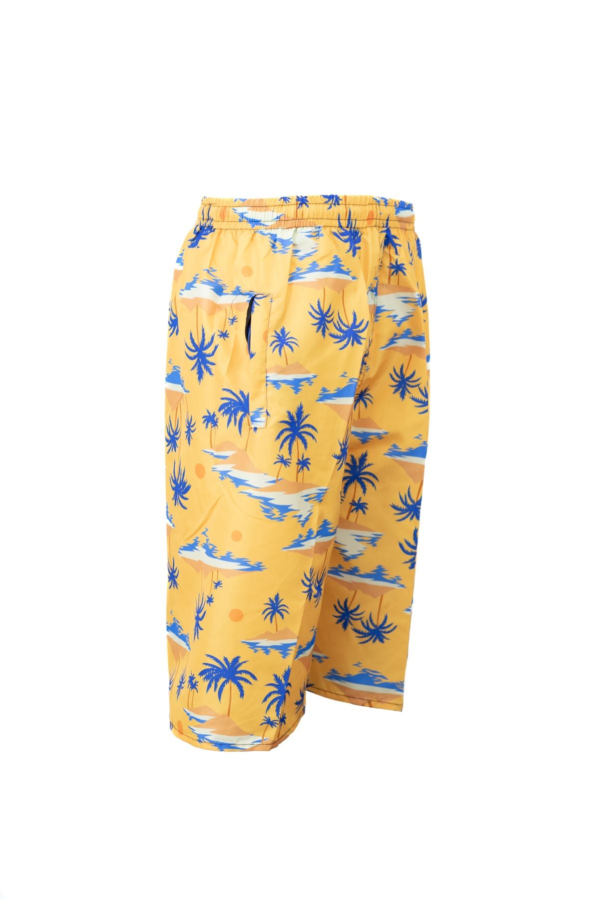 Erkek Deniz Havuz Şortu Kapri Astarlı Beli Lastikli ve Bağcıklı Cepli SuTutmayan Hafif Kumaş