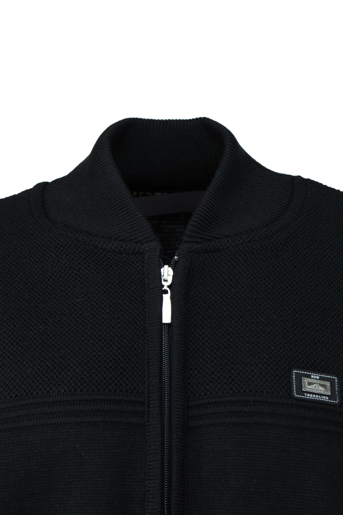 Erkek Kışlık Kalın Yünlü Örme Triko Yelek Şık Motifli Fermuarlı Çift Cepli Rahat Hakim Yaka