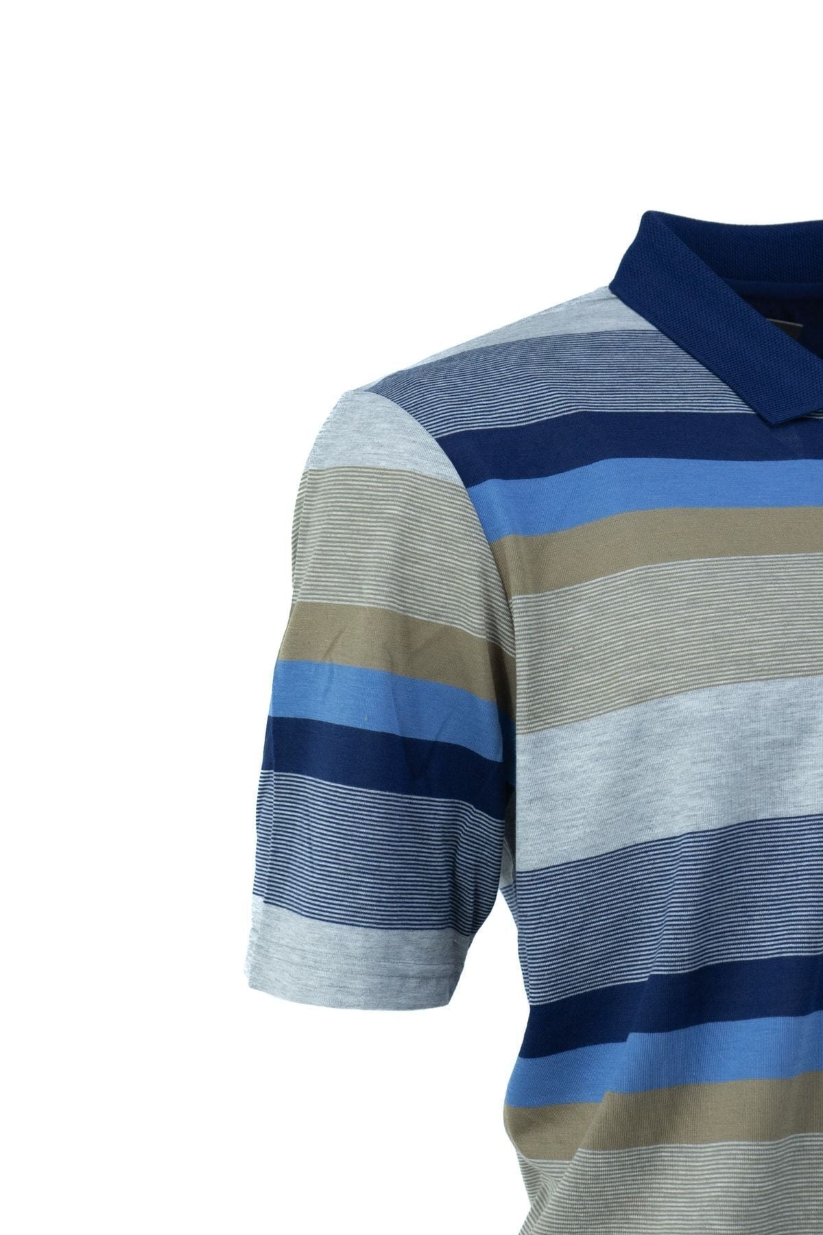 Erkek Polo Yaka Cepli Kısa Kollu Ringerli Çizgi Desenli Tam Kalıp Pamuklu Kumaş T-shirt