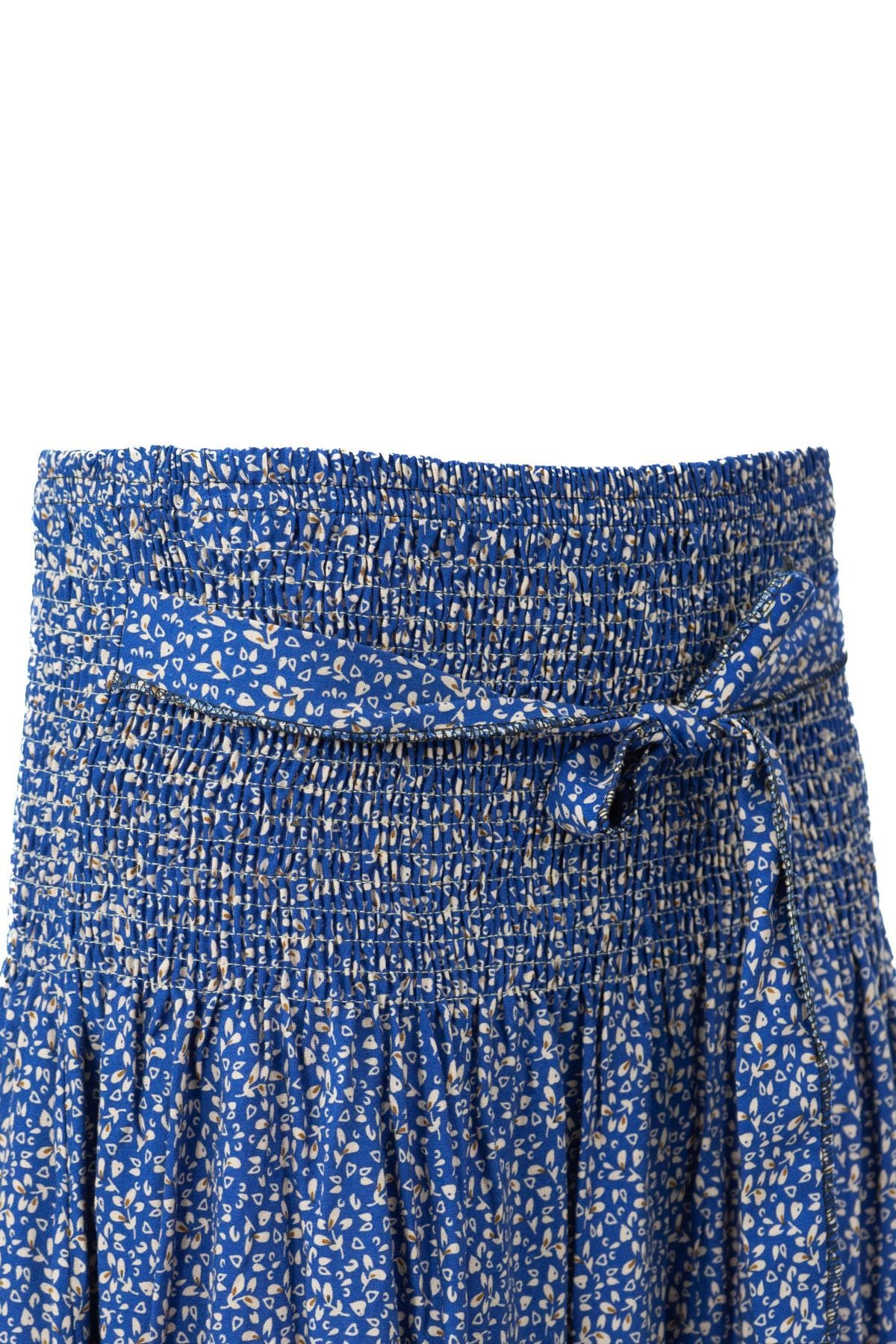 Kadın Etek Dokuma Viskon Kumaş Beli Lastikli Sümbül Çiçeği Desenli Rahat Kesim Tam Kalıp