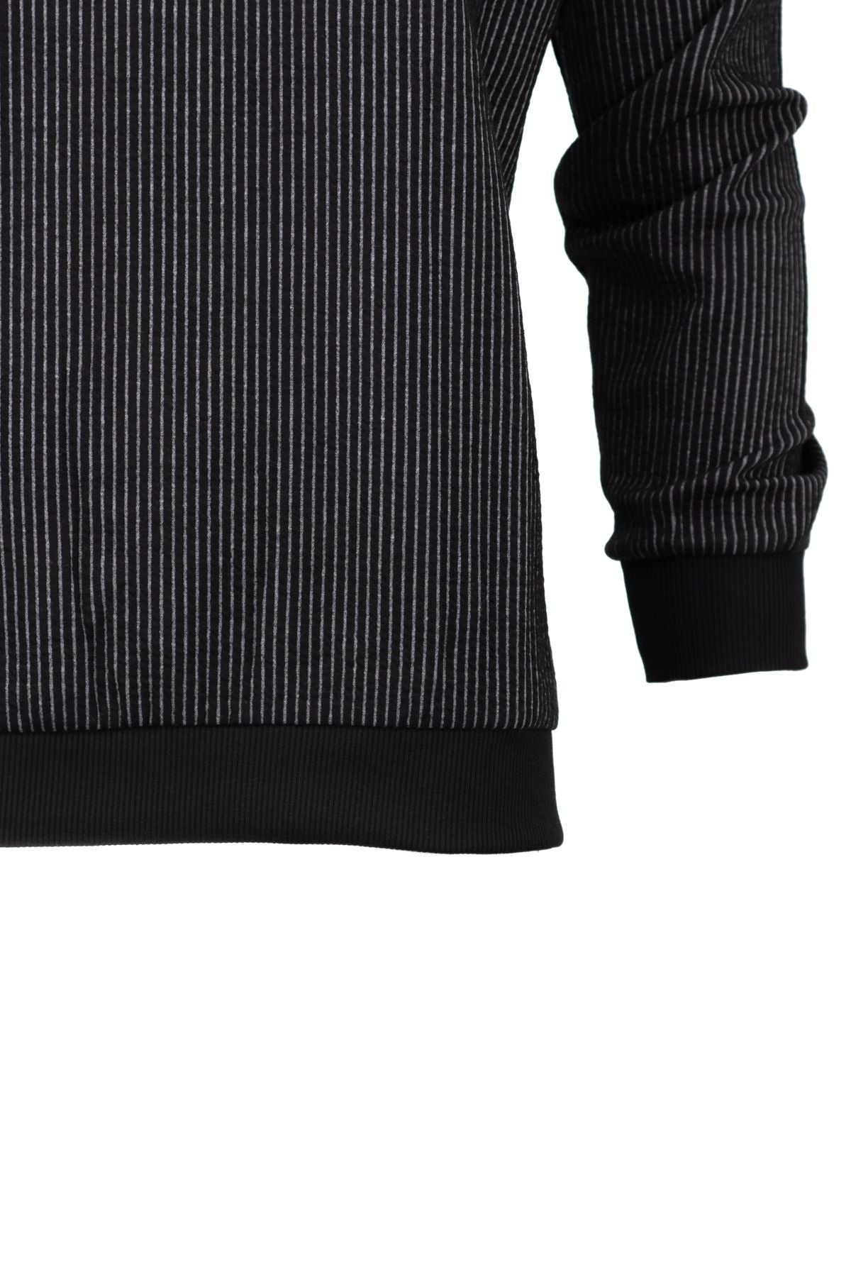 Erkek Mevsimlik Doğal Pamuklu Sweatshirt Bisiklet Yaka Çizgili Rahat Kesim Tam Kalıp