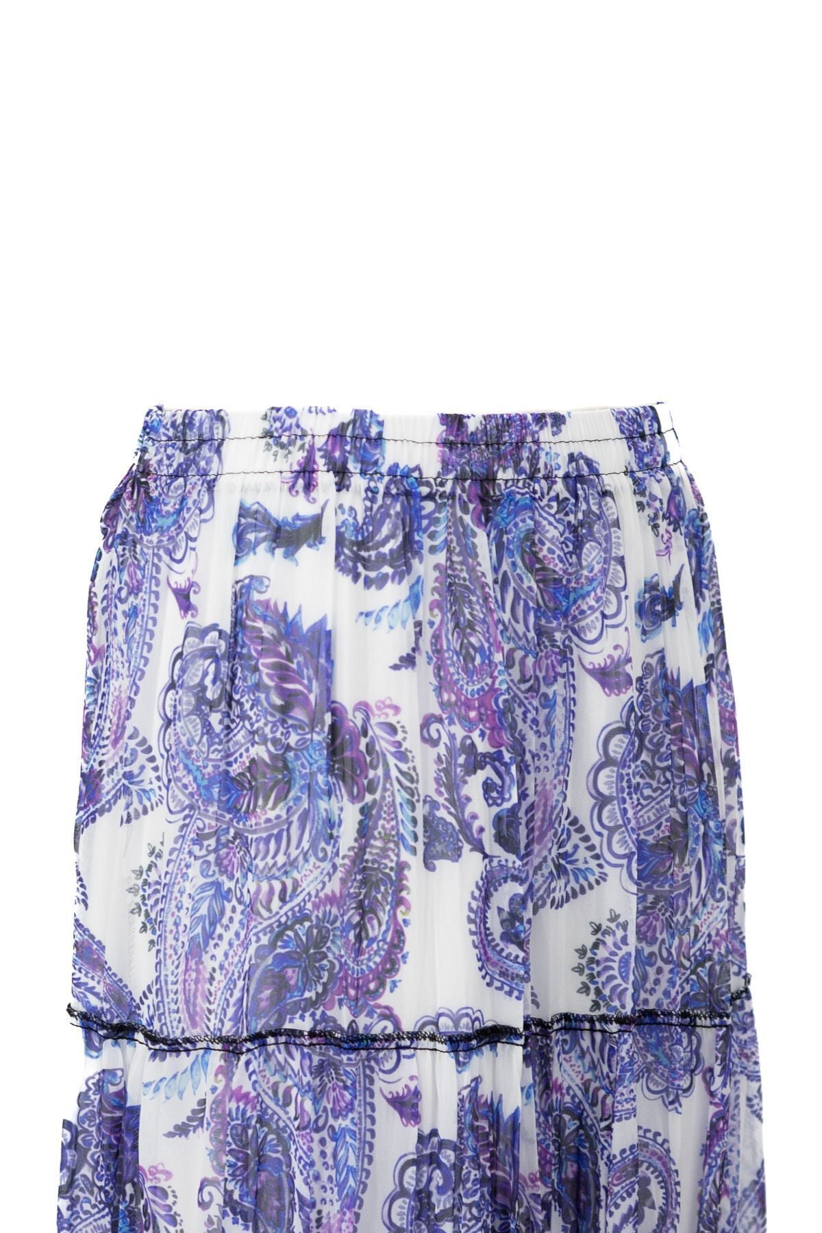 Kadın Astarlı Şifon Etek Şirin Papatya Desenli Beli Lastikli Rahat Kesim Parçalı