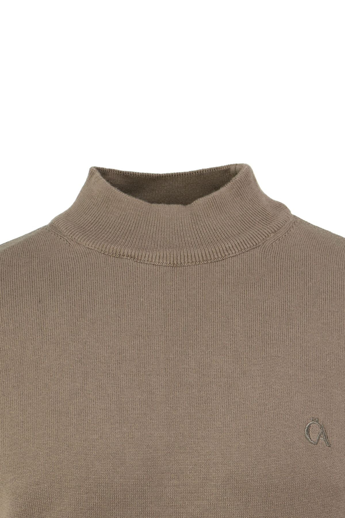 Erkek Kışlık Yarım Balıkçı Yaka Armalı Düz Renk Rahat Kesim Likralı Pamuklu Dokuma Kazak