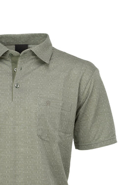 Erkek Pamuklu Kumaş T-Shirt Düğmeli Gömlek Yaka Cepli Kısa Kol Desenli Rahat Kesim Tam Kalıp