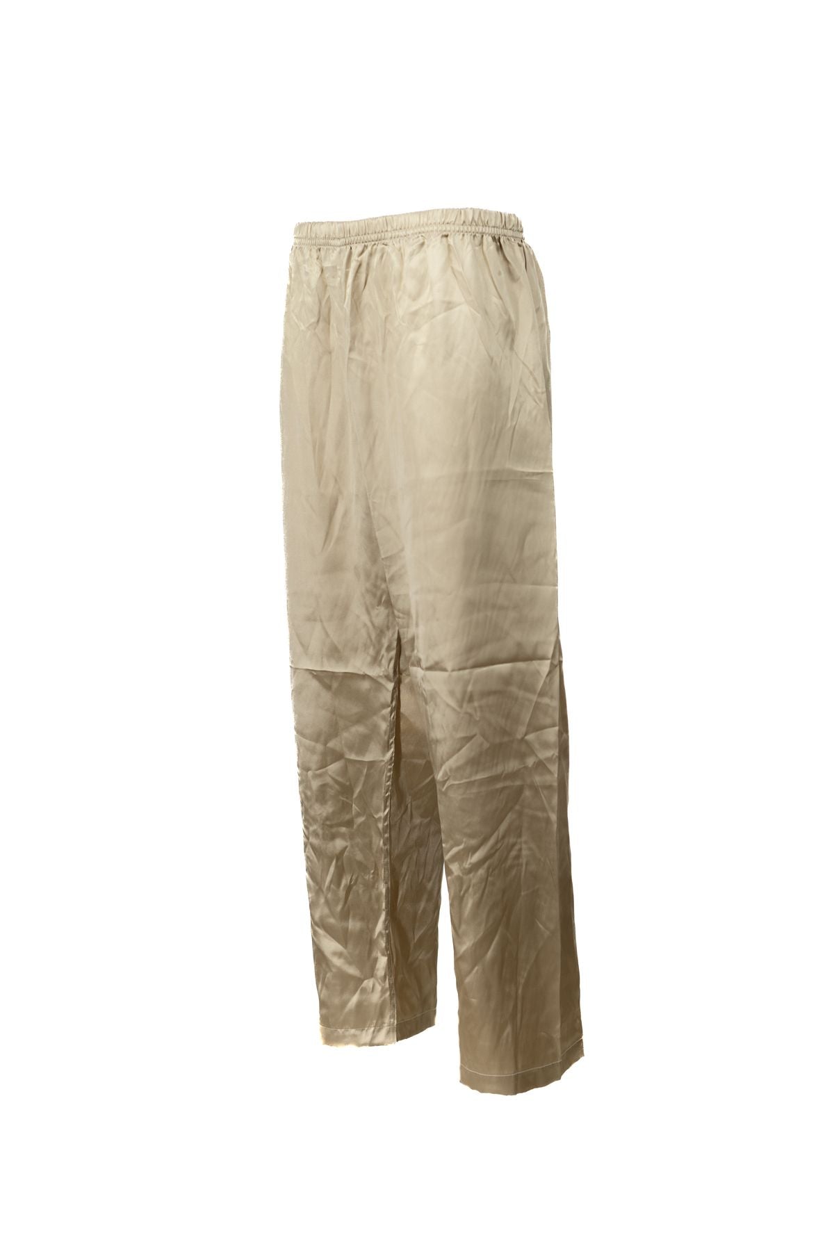 Erkek Saten Kumaş Pijama Pantolon Düz Renk Beli Lastikli Cepsiz Geniş Paça Rahat Kesim