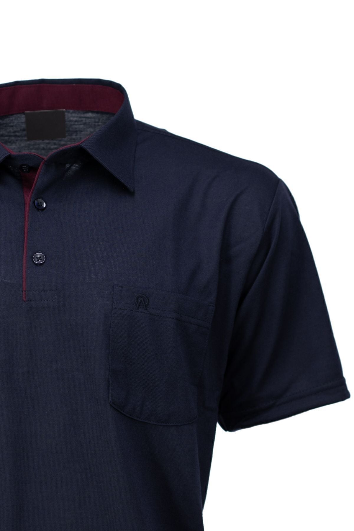 Erkek Gömlek Yaka Cepli Kısa Kollu Normal Kesim Tam Kalıp Premium Pamuklu Kumaş T-shirt