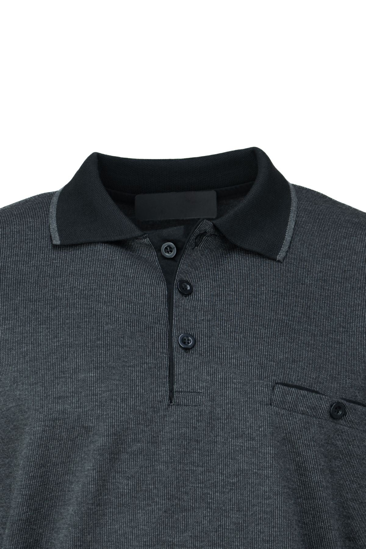 Erkek Kışlık Kazak Pamuklu Dokuma Düğmeli Polo Yaka Cepli Uzun Kollu Tarih Desenli Rahat