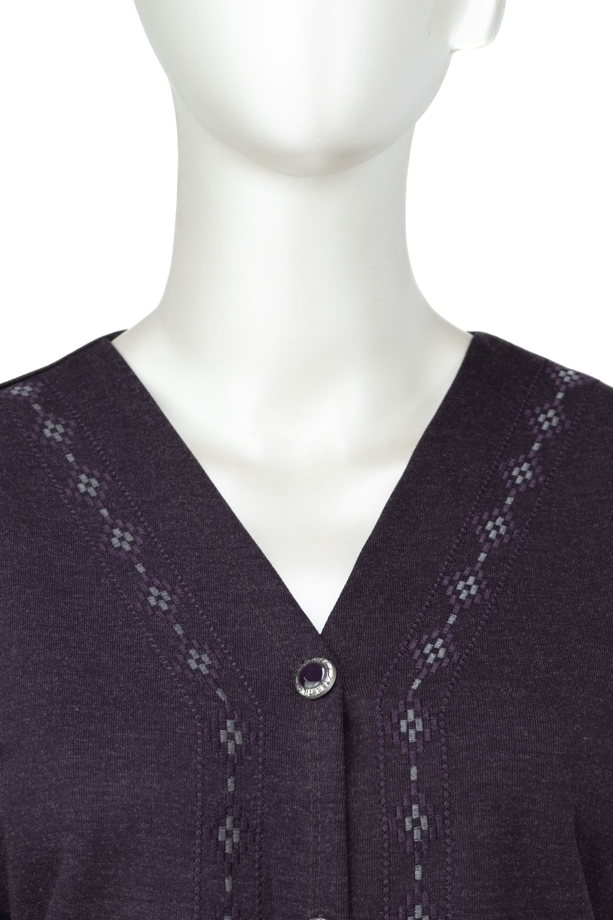 Kadın Kışlık Anne Hırka Modern Çiçek Nakışlı Ecrin Örme Önü Düğmeli Çift Cepli Likralı