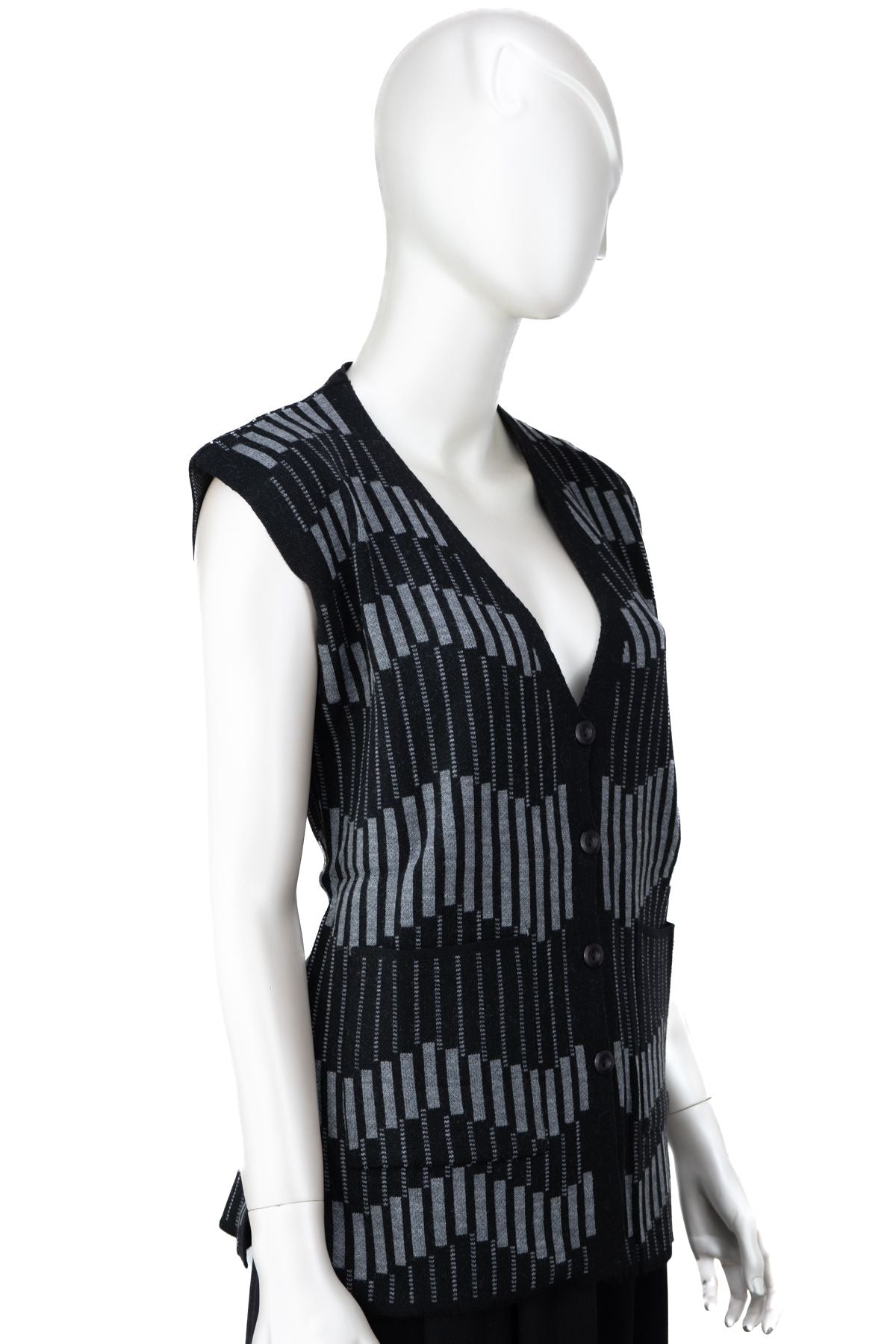 Kadın Kışlık Anne Yelek Pamuklu Triko Örme Klasik Açelya Motifli Önden Düğmeli Çift Cepli