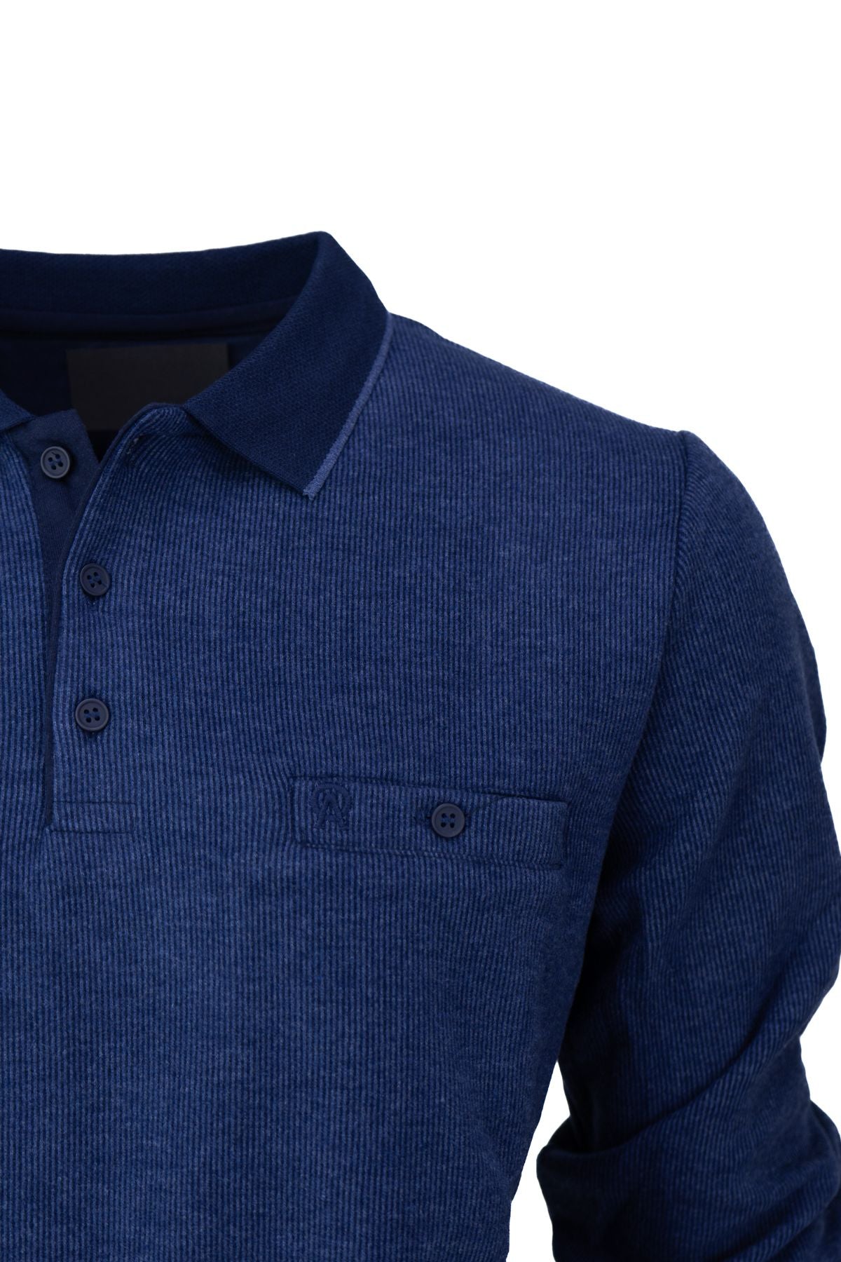 Erkek Kışlık Kazak Pamuklu Örme Düğmeli Polo Yaka Cepli Uzun Kollu Rennes Desenli Rahat