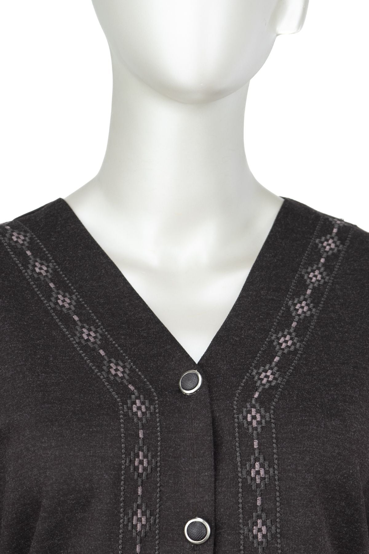 Kadın Kışlık Anne Hırka Modern Çiçek Nakışlı Ecrin Örme Önü Düğmeli Çift Cepli Likralı