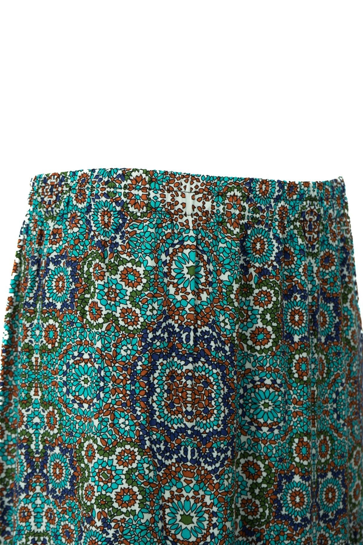 Kadın Anne Parçalı Etek Dokuma Viskon Kumaş Pastelim Çiçeği Desenli Rahat Kesim Tam Kalıp