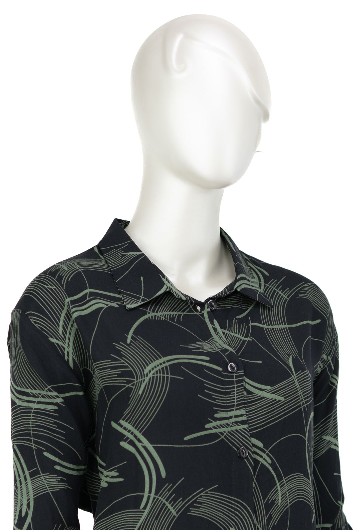 Kadın %100 Pamuk Kumaş Klasik Anne Gömlek Şık Desenli Uzun Kol Düğmeli Rahat Kesim Tam Kalıp