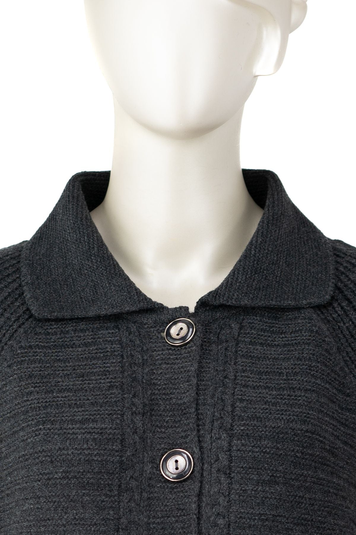 Kadın Kalın Kışlık Örgü Motifli Çift Cepli Triko Örme Anne Hırka Yakalı Rahat Kesim TamKalıp