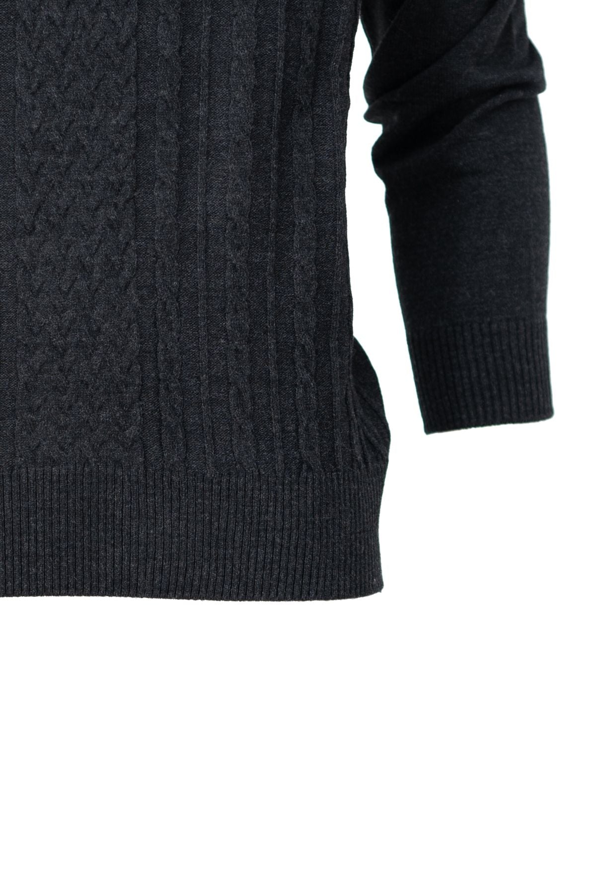 Erkek Kışlık Desenli Yarım Balıkçı Yaka Likralı Tam Kalıp Kalın Premium Yünlü Dokuma Kazak