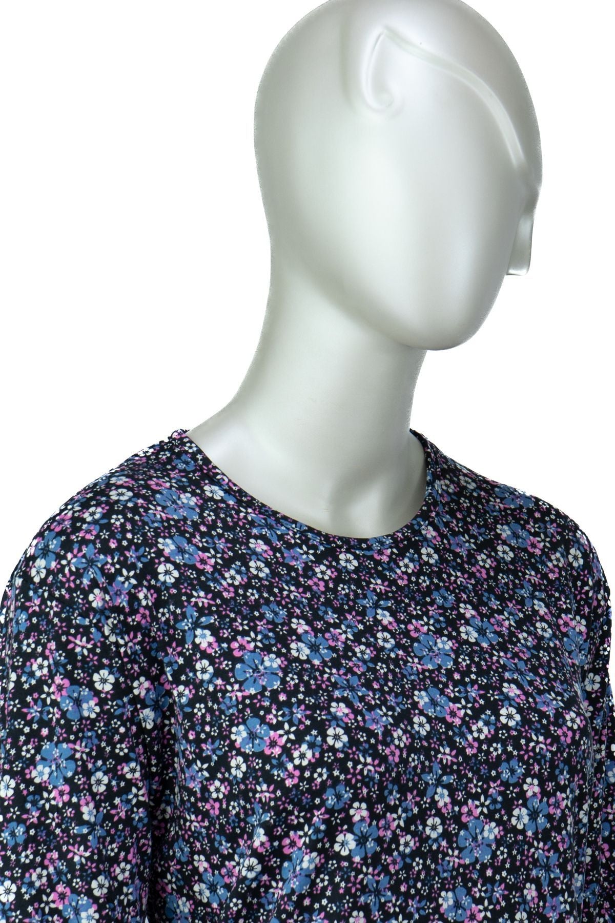 Kadın Anne Bluz Turlu Viskon Penye Kumaş Bahar Bahçesi Desenli Likralı Rahat Kesim Tam Kalıp