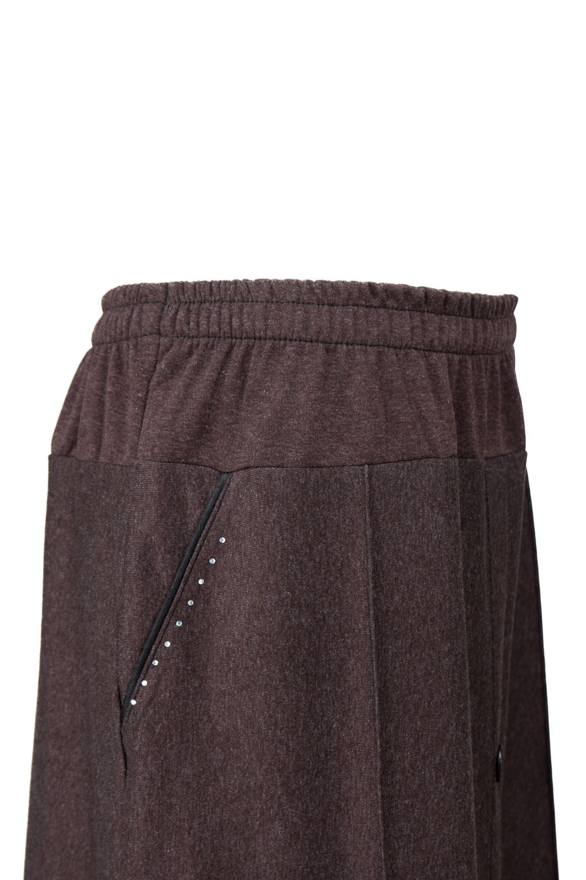 Kadın Kışlık Anne Etek Ecrin Kumaş Doğal Taşlı Düğme Modelli Beli Lastikli Rahat Kesim