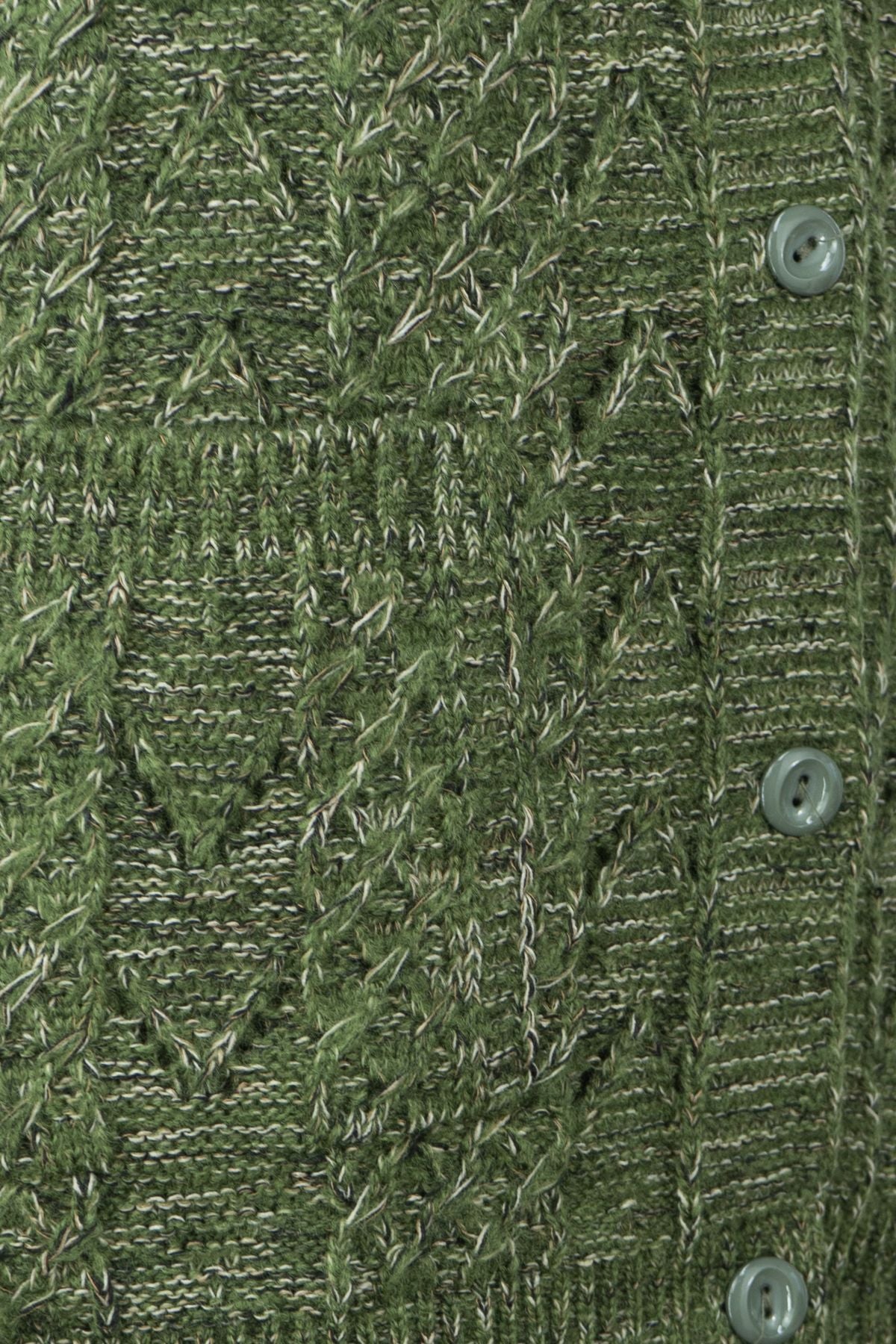 Kadın Kışlık Anne Yelek Pamuklu Triko Yasemin Örgü Model Önden Düğmeli Çift Cepli Rahat