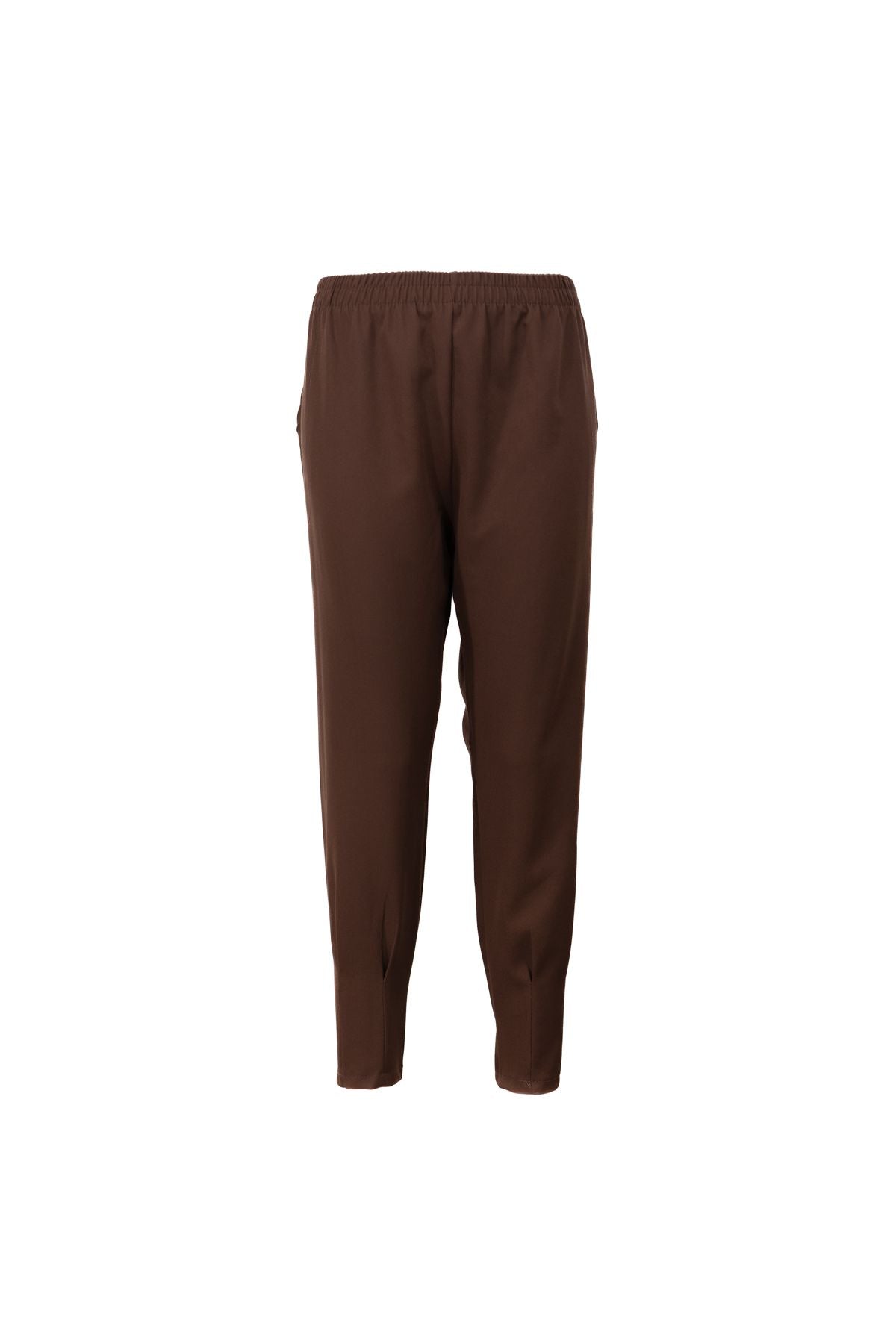 Kadın Beli Lastikli Pantolon Cepli Havuç Paça Krep Hürrem Kumaş Rahat Kesim Tam Kalıp