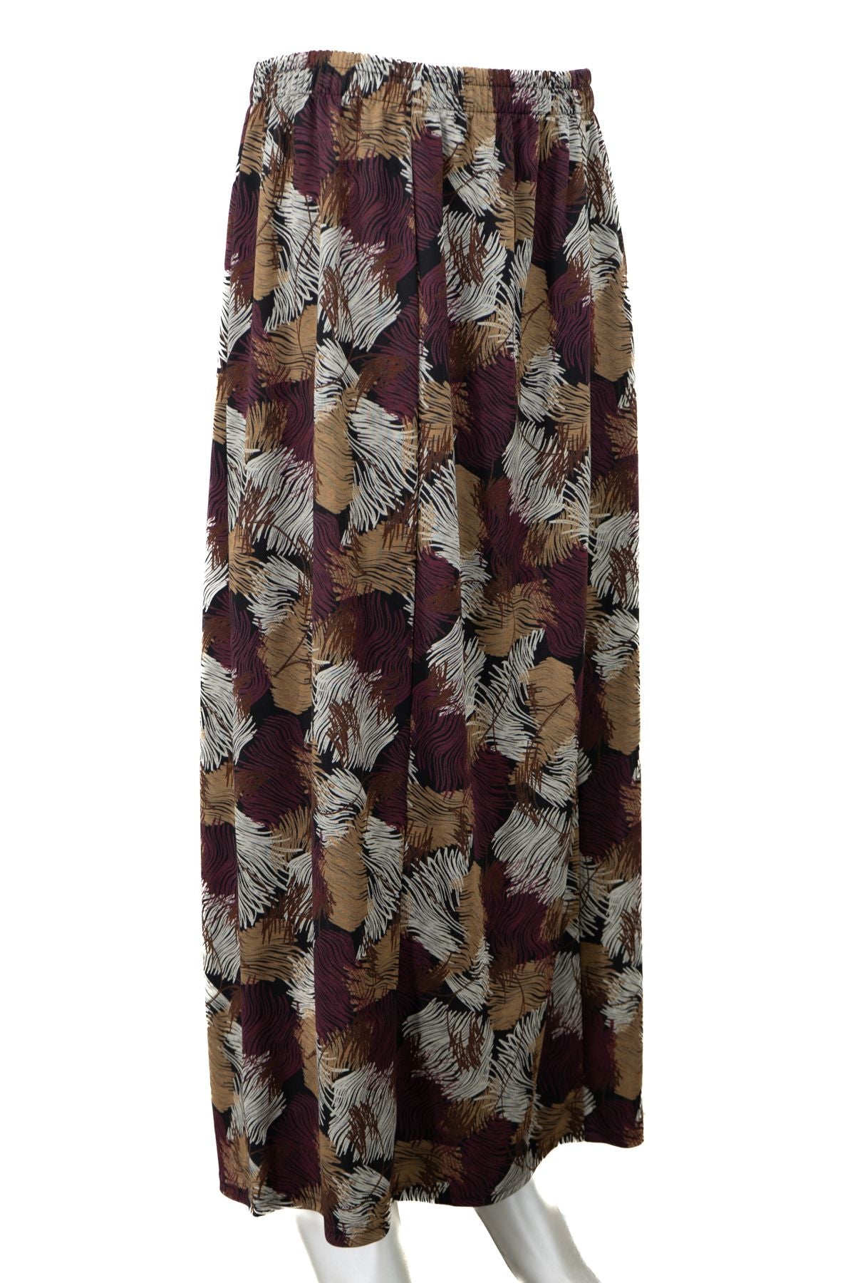 Kadın Anne Parçalı Etek Viskon Kumaş Elifim Desenli Beli Lastikli Düz Renk Rahat Kesim