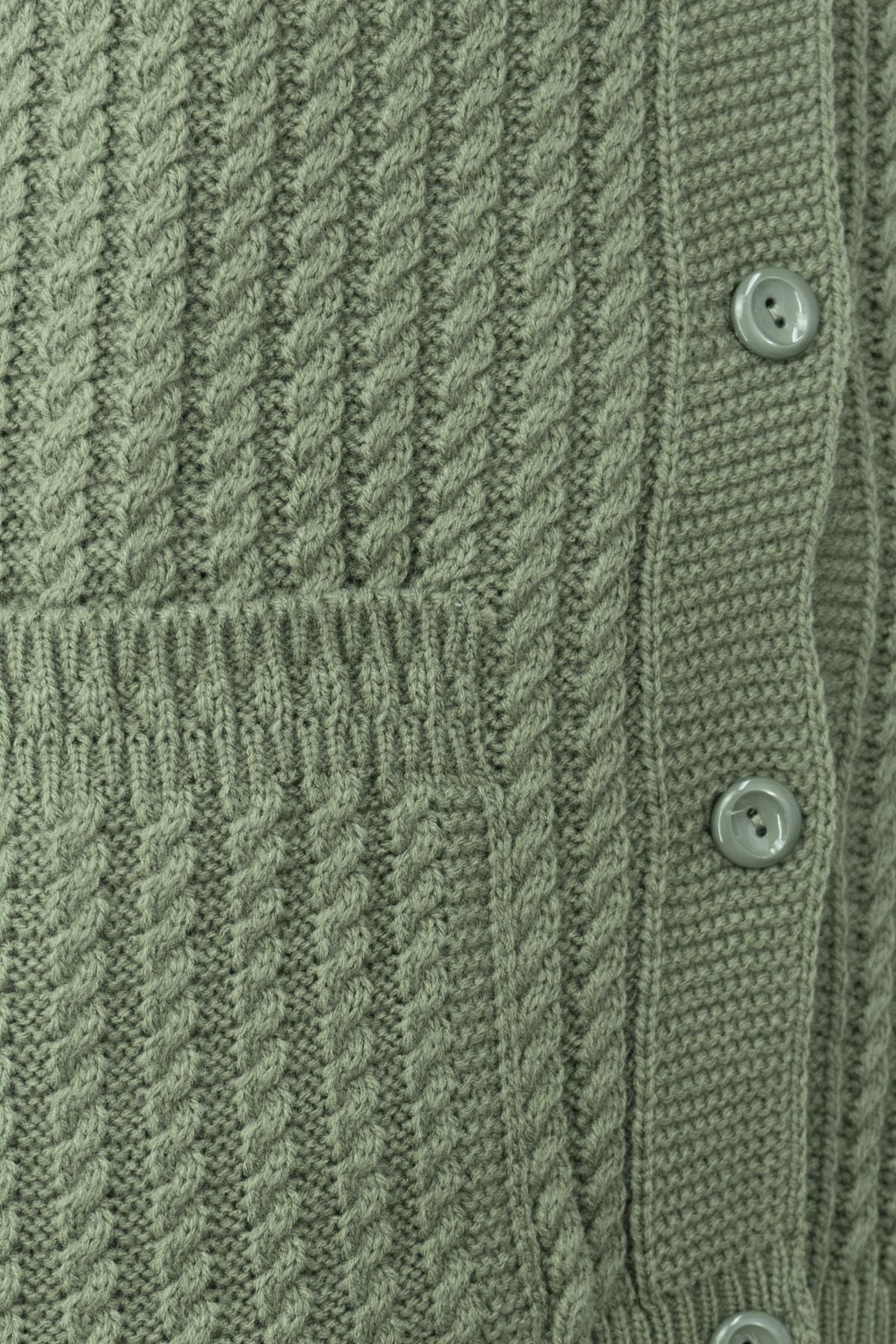 Kadın Kışlık Pamuklu Triko Klasik Örme Anne Yelek Saç Örgü Model Önden Düğmeli Çift Cepli