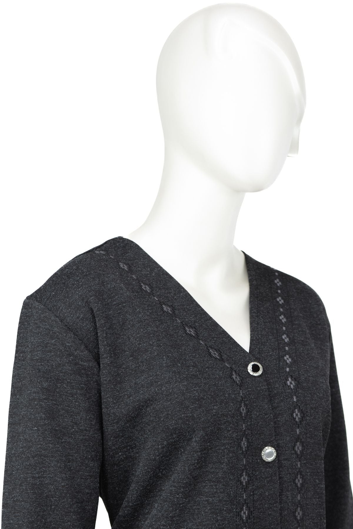 Kadın Kışlık Anne Hırka Modern Çiçek Nakışlı Ecrin Örme Önü Düğmeli Çift Cepli Likralı