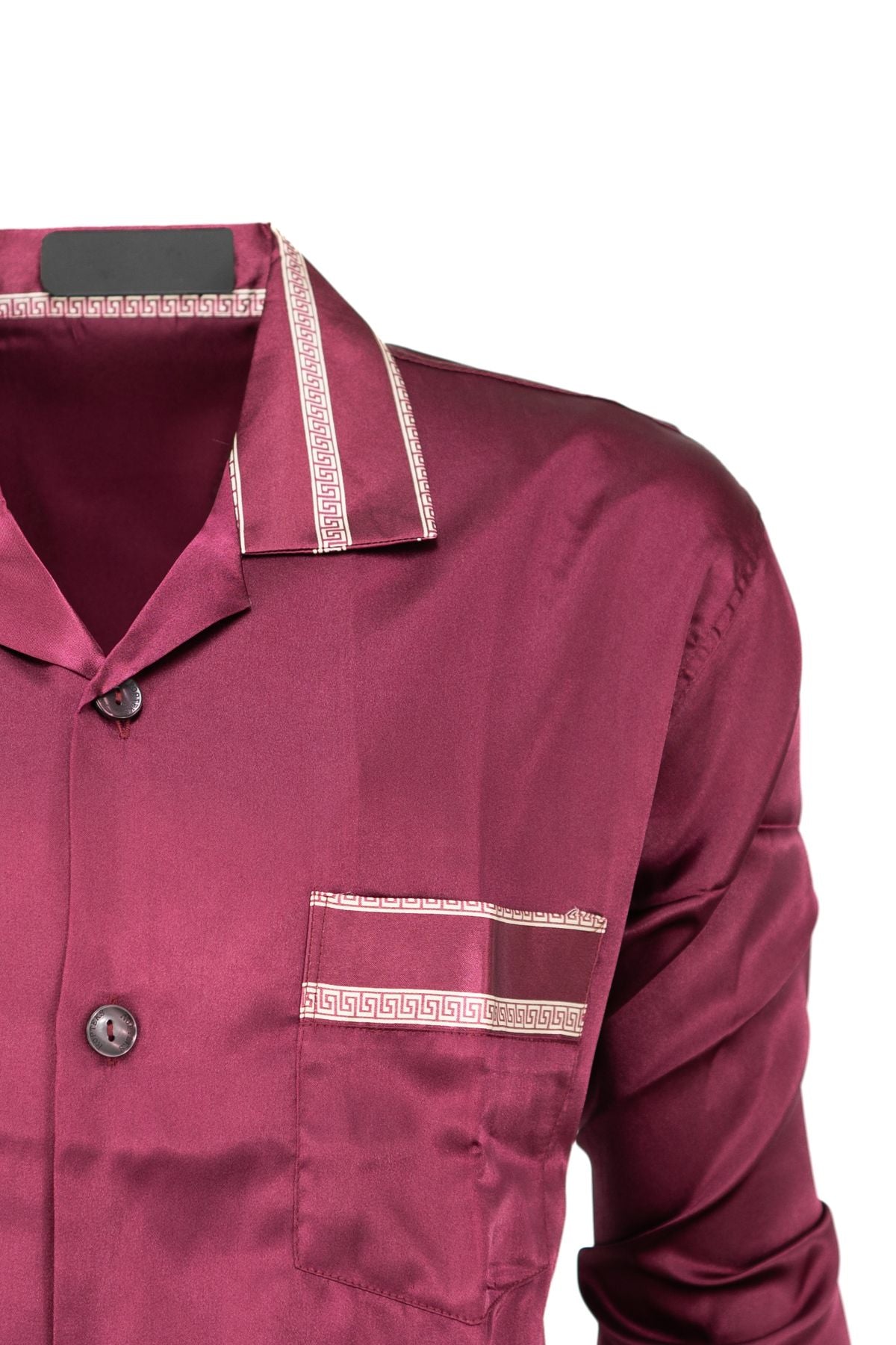 Erkek Klasik Model Pijama Takımı Premium ipeksi Saten Kumaş Cepi Şık Çizgili Rahat Tam Kalıp