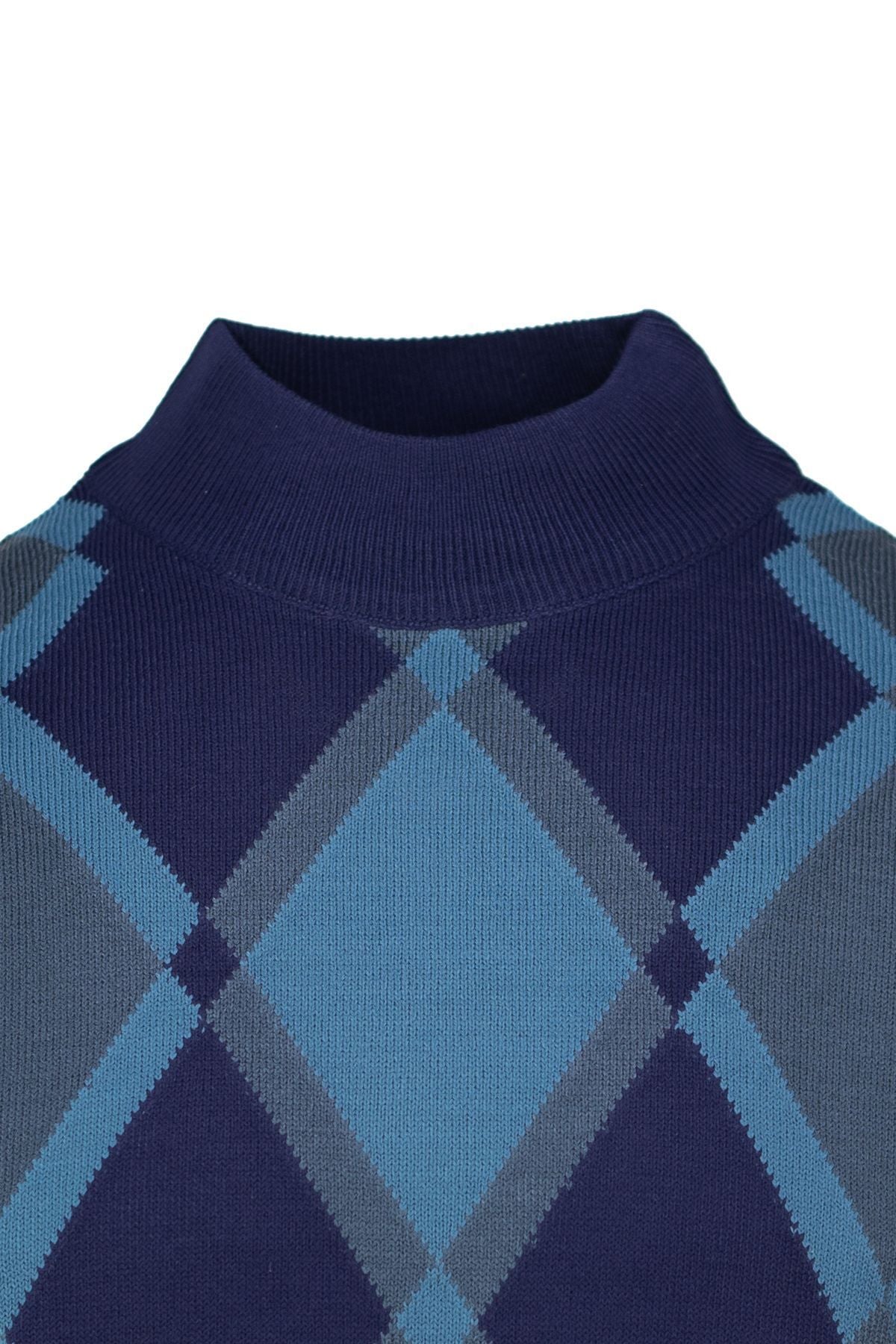 Erkek Kışlık Doğal Yünlü Örme Yarım Balıkçı Yaka Kazak Baklava Desenli Klasik Model