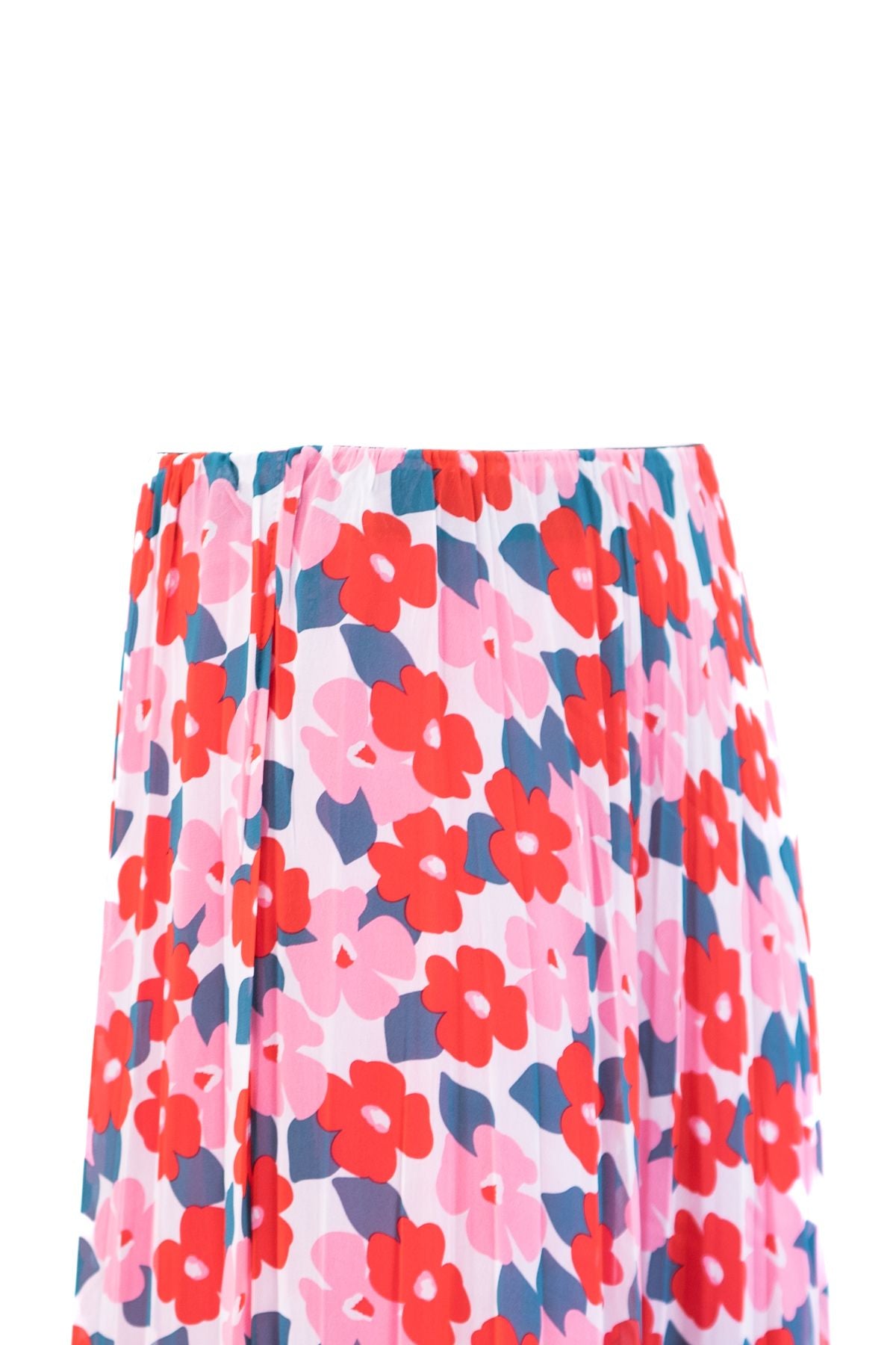 Kadın Premium Şifon Etek Bahar Çiçeği Desenli Beli Lastikli Rahat Kesim Astarlı