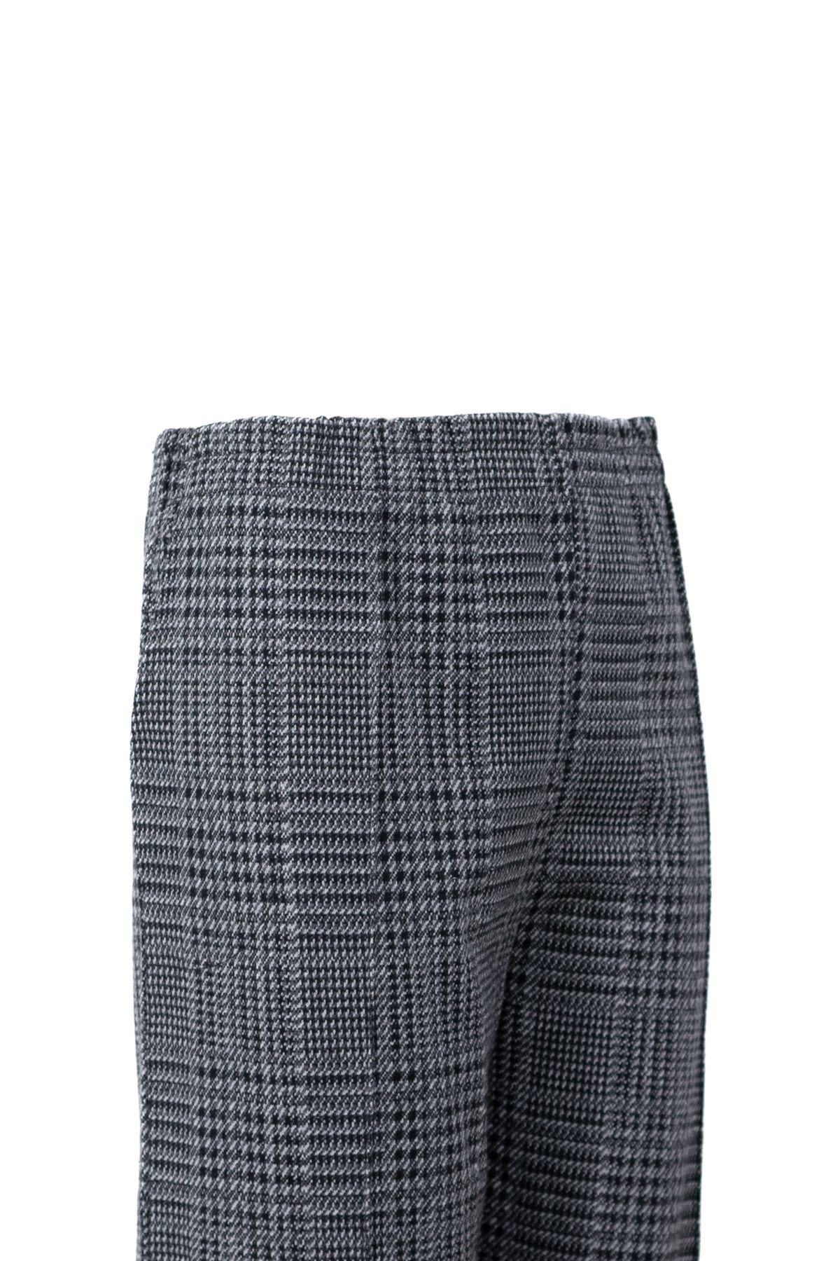 Kadın Kışlık Zarif Ekose Desenli Cepli Tam Kalıp Kalın Premium Pamuklu Örme Anne Pantolon