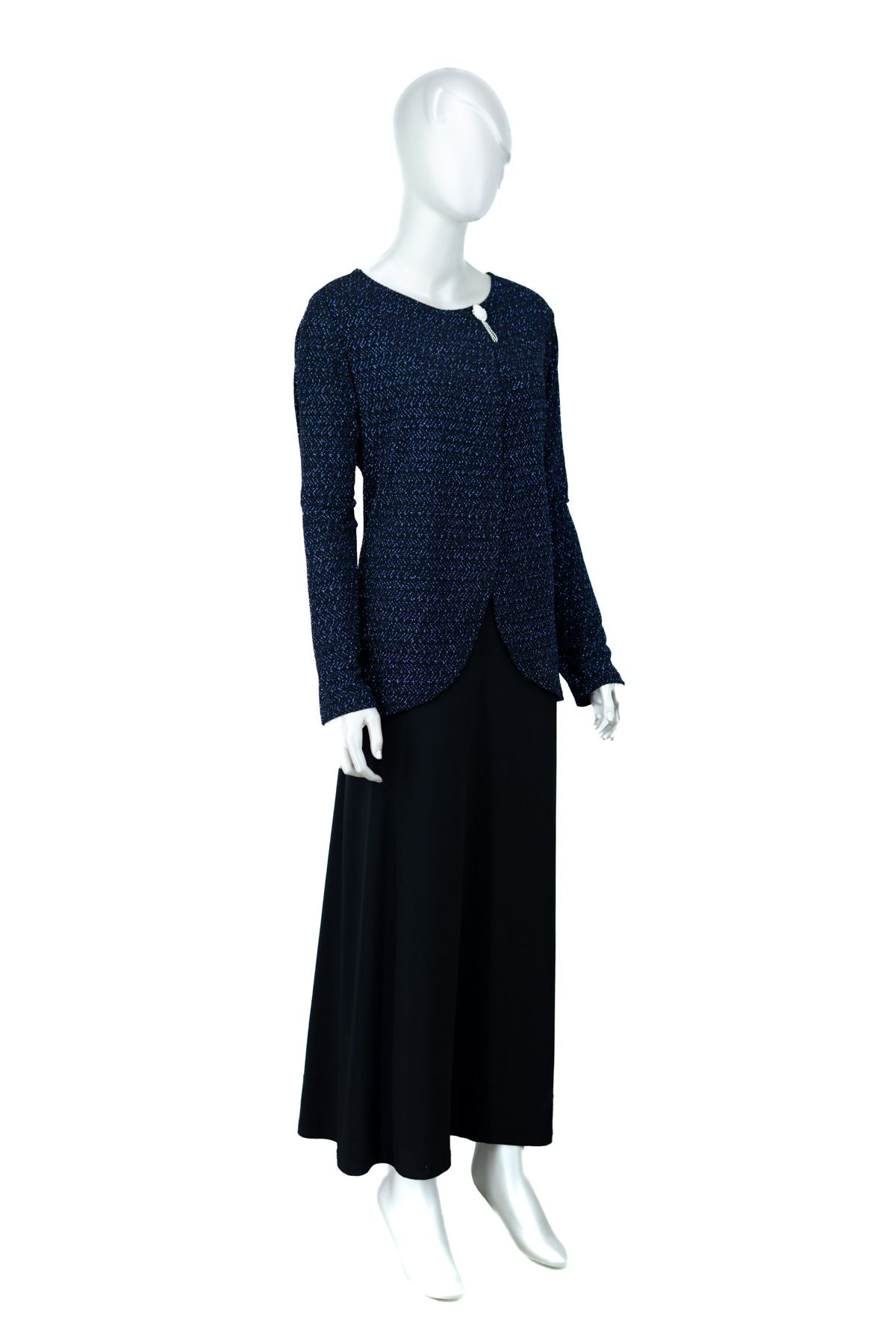 Kadın Takım Görünümlü Sandy Kumaş Anne Abiye Elbise Şık Pullu ve Broşlu Rahat Tam Kalıp