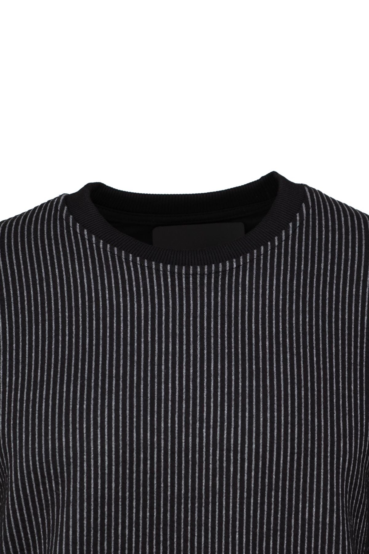 Erkek Mevsimlik Doğal Pamuklu Sweatshirt Bisiklet Yaka Çizgili Rahat Kesim Tam Kalıp