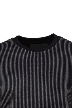 Erkek Mevsimlik Doğal Pamuklu Sweatshirt Bisiklet Yaka Çizgili Rahat Kesim Tam Kalıp