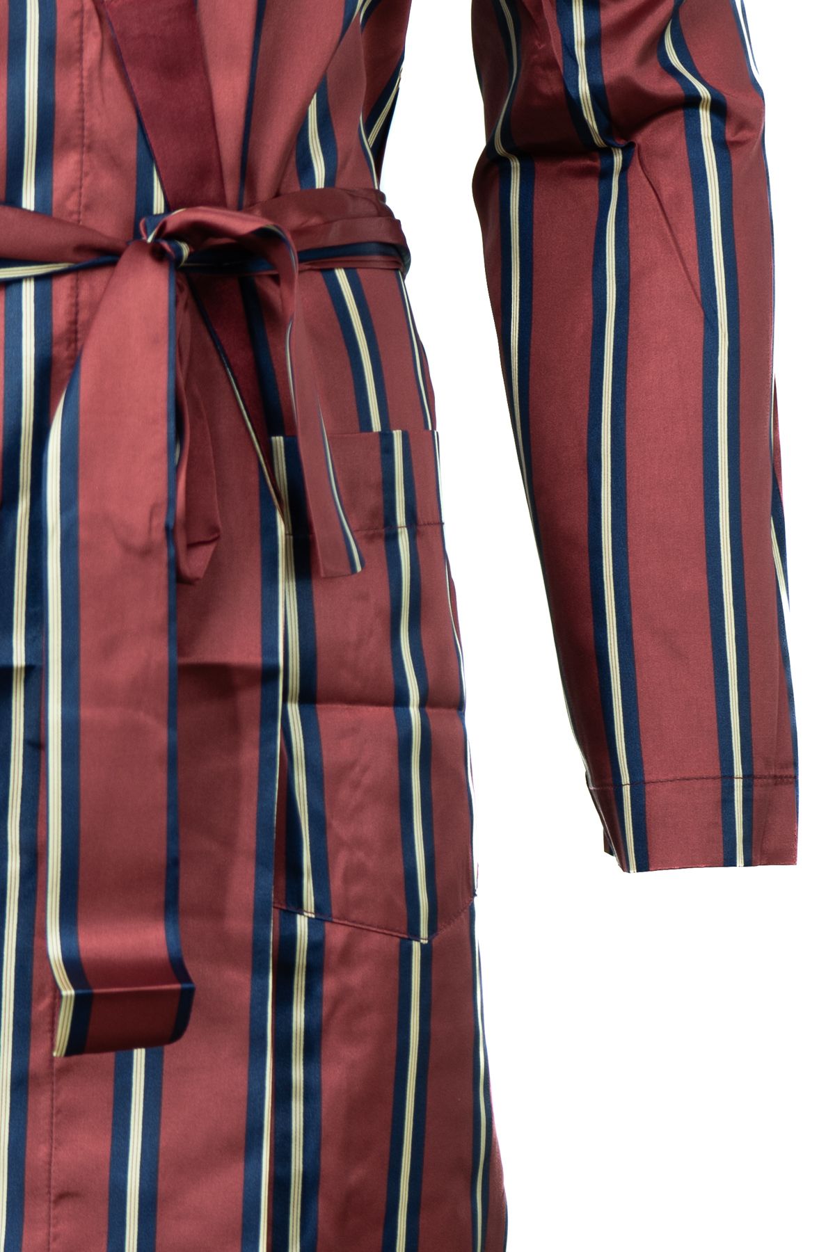 Erkek Klasik Model Röpteşambır Şık Saten Örme Cepli Klasik Rob Beli Kuşaklı Cepli Tam Kalıp