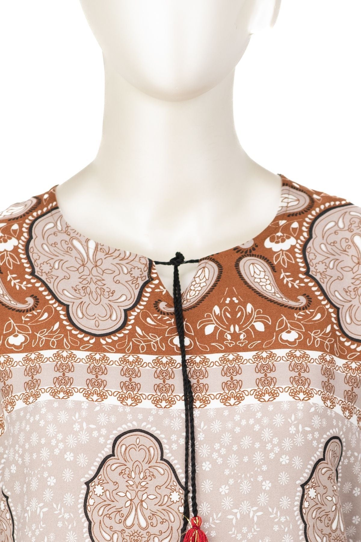 Kadın Mevsimlik Dokuma Viskon Kumaş Klasik Boydan Anne Elbise Sanat Desen Rahat Tam Kalıp