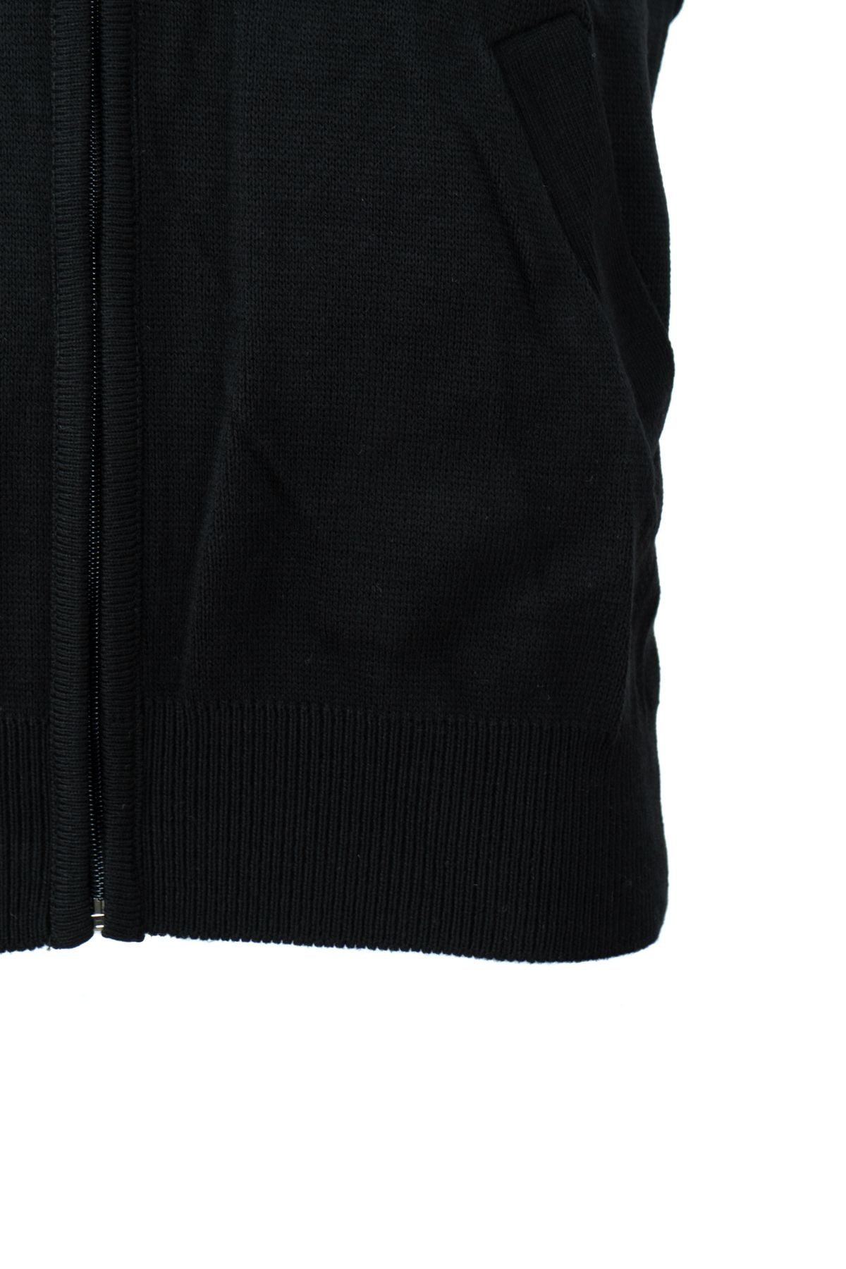 Erkek Kışlık Kalın Yünlü Örme Triko Yelek Şık Motifli Fermuarlı Çift Cepli Rahat Hakim Yaka