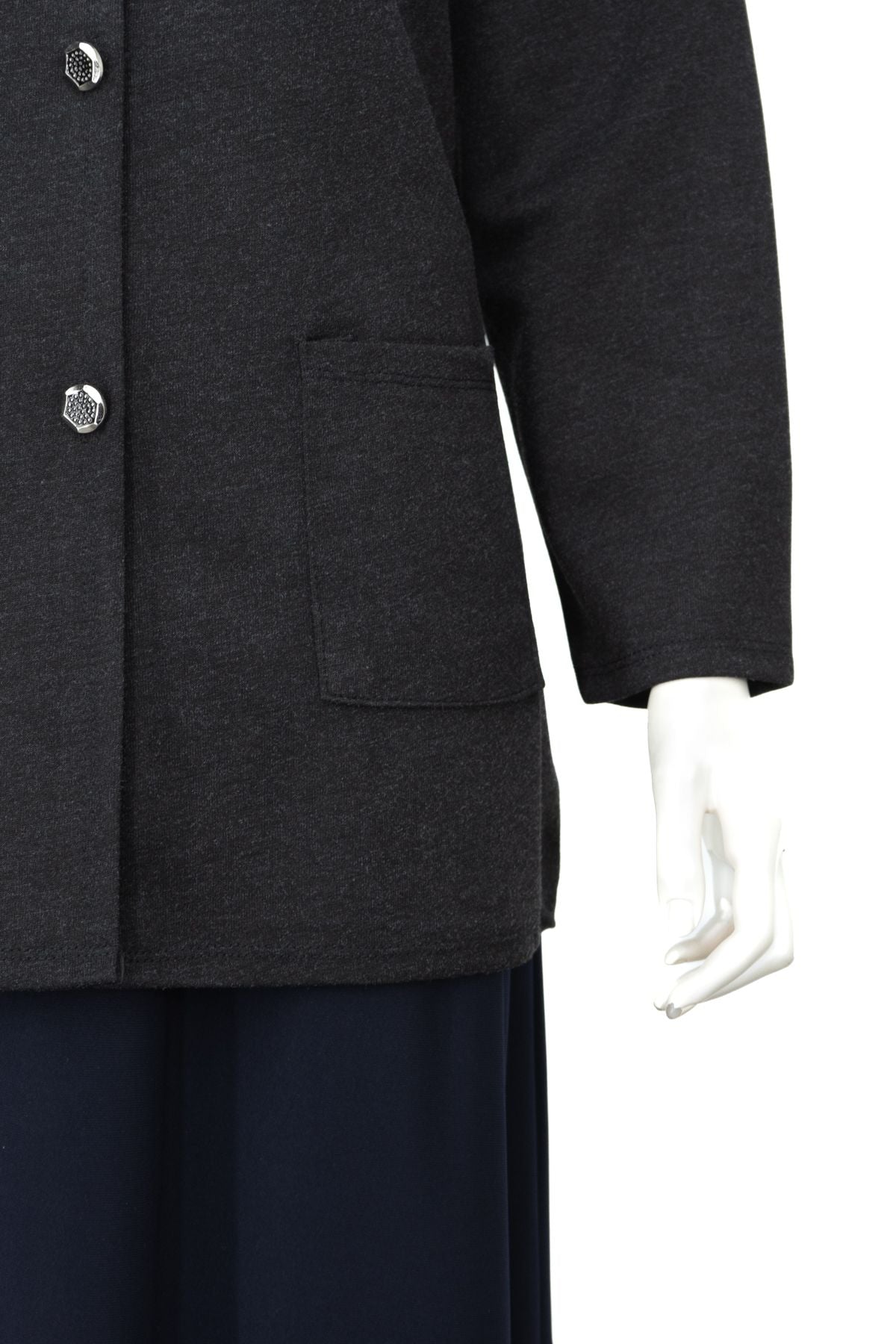 Kadın Kışlık Anne Hırka Ecrin Örme Önü Düğmeli Çift Cepli V Yaka Uzun Kol Klasik Model