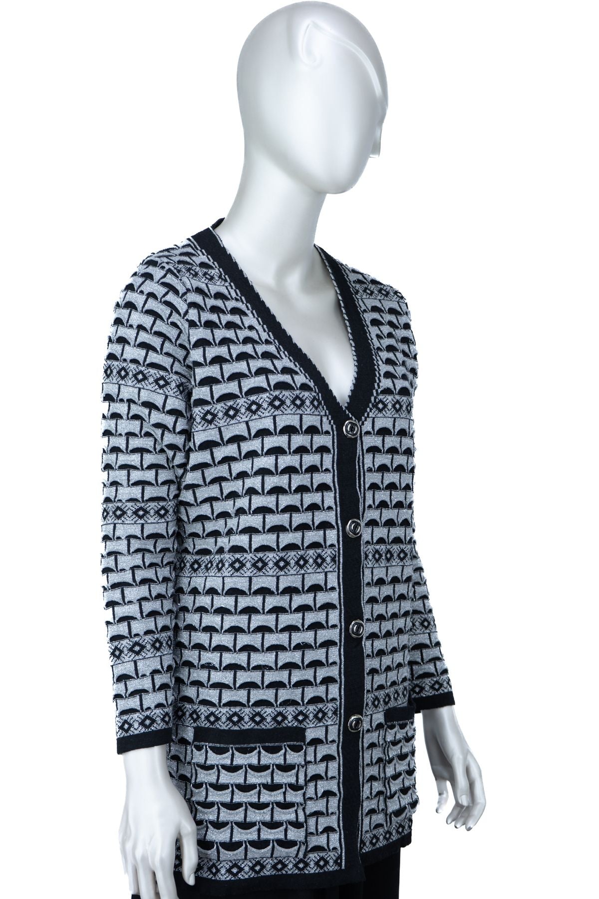 Kadın Kışlık Anne Hırka Pamuklu Triko Örme Simli Önden Düğmeli Çift Cepli Rahat Kesim