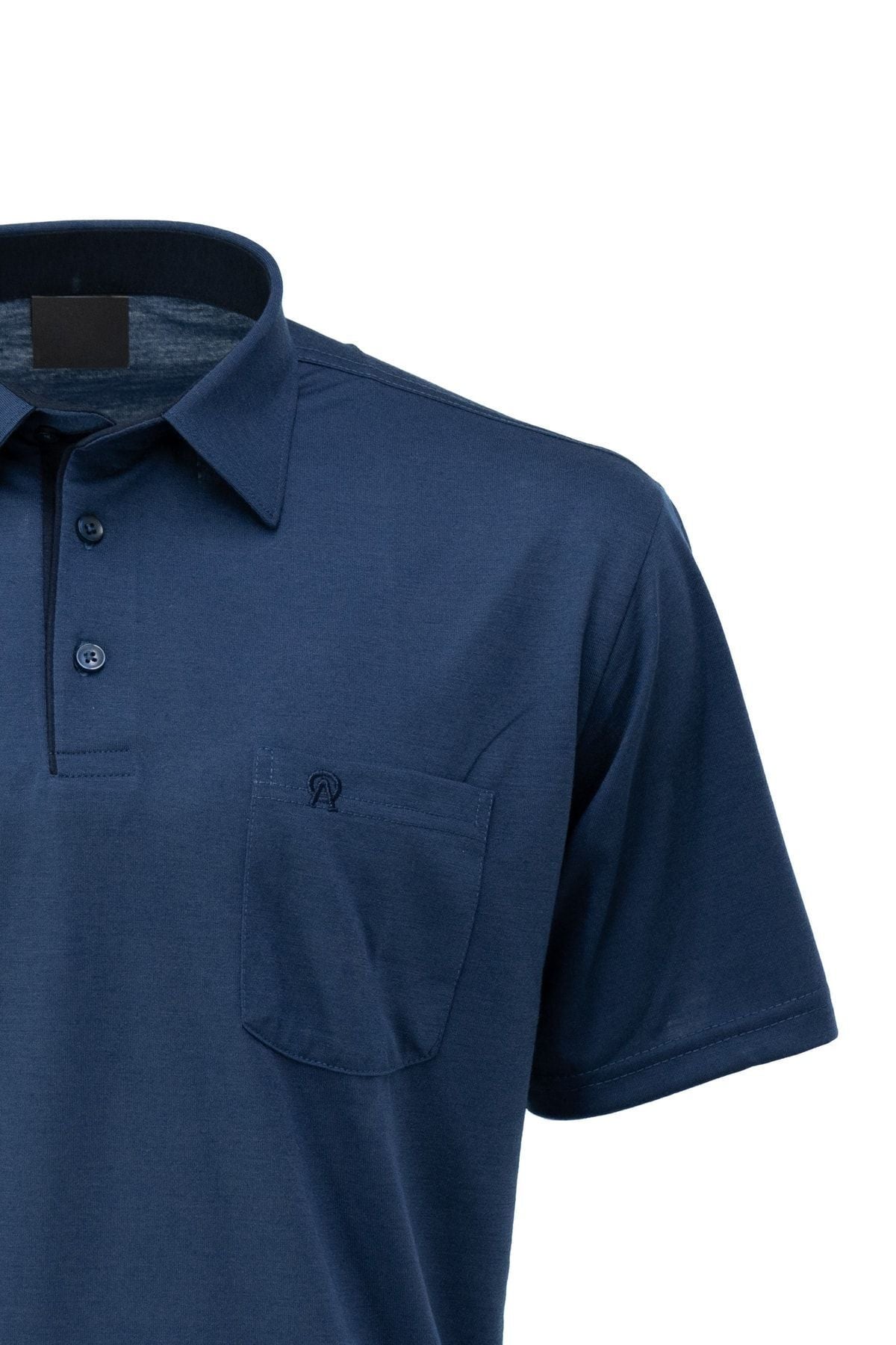 Erkek Cepli Kısa Kollu Düz Renk Normal Kesim Pamuklu Kumaş Gömlek Yaka T-shirt