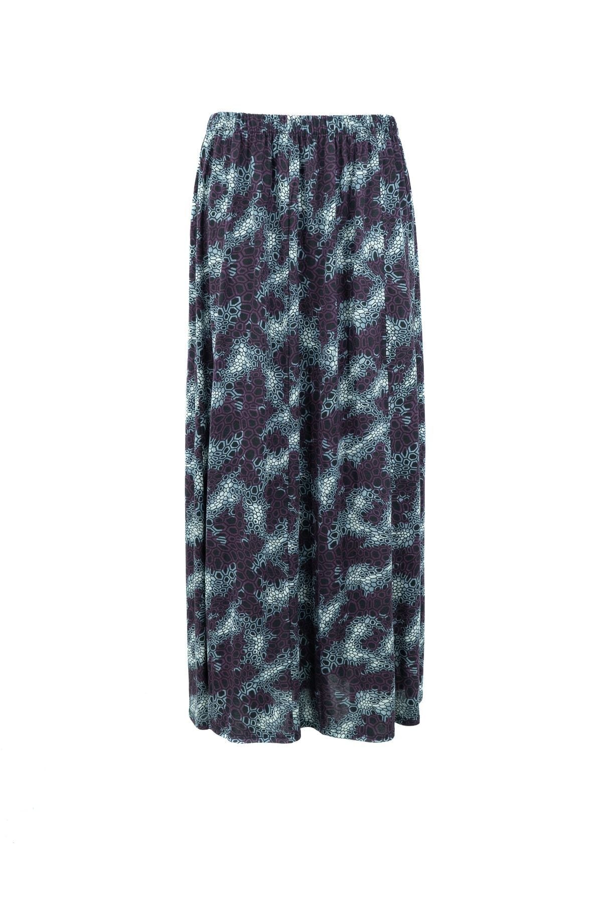 Kadın Bal Peteği Desenli Beli Lastikli Altı Parçalı Likralı Menekşe Kumaş Anne Etek