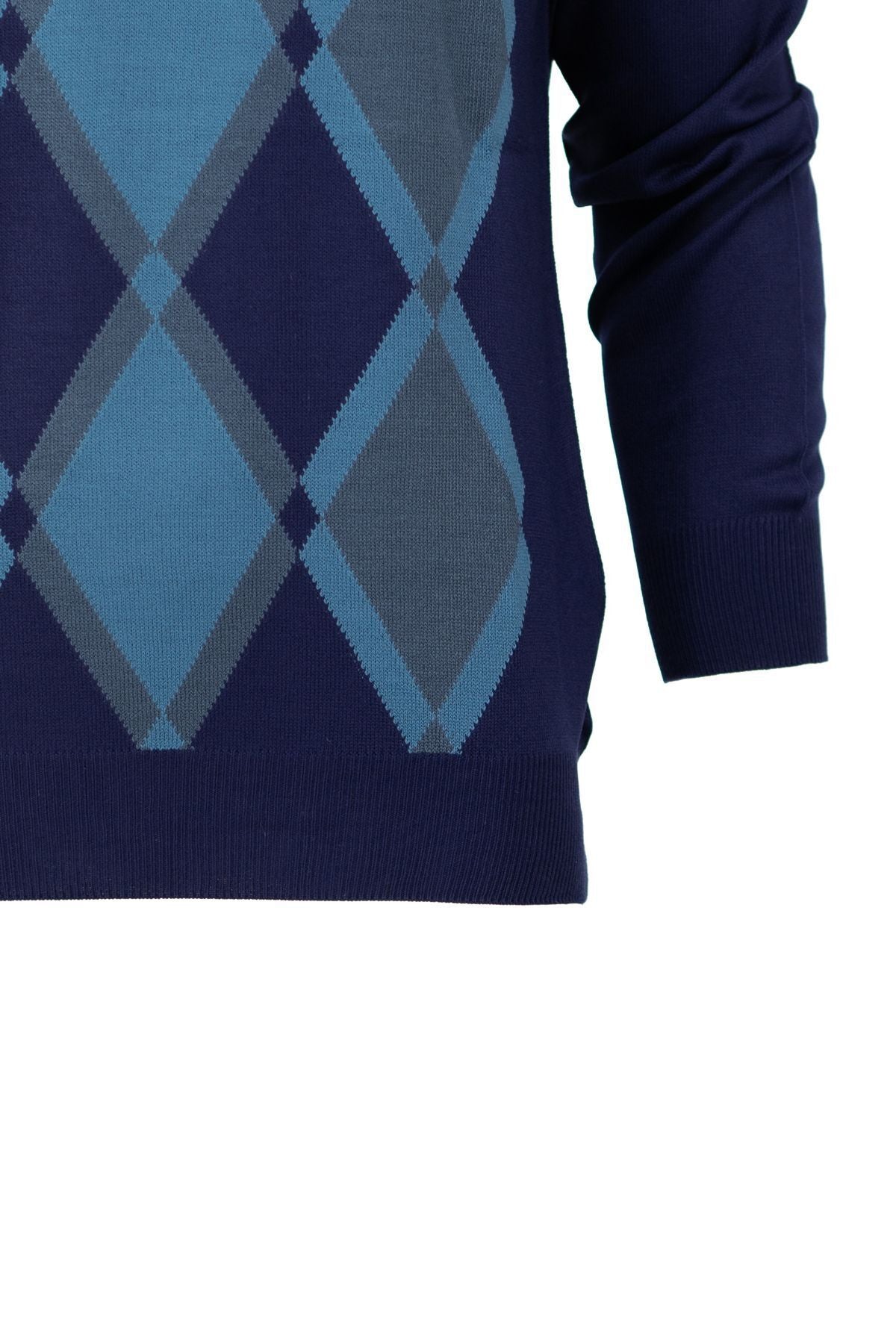 Erkek Kışlık Doğal Yünlü Örme Yarım Balıkçı Yaka Kazak Baklava Desenli Klasik Model