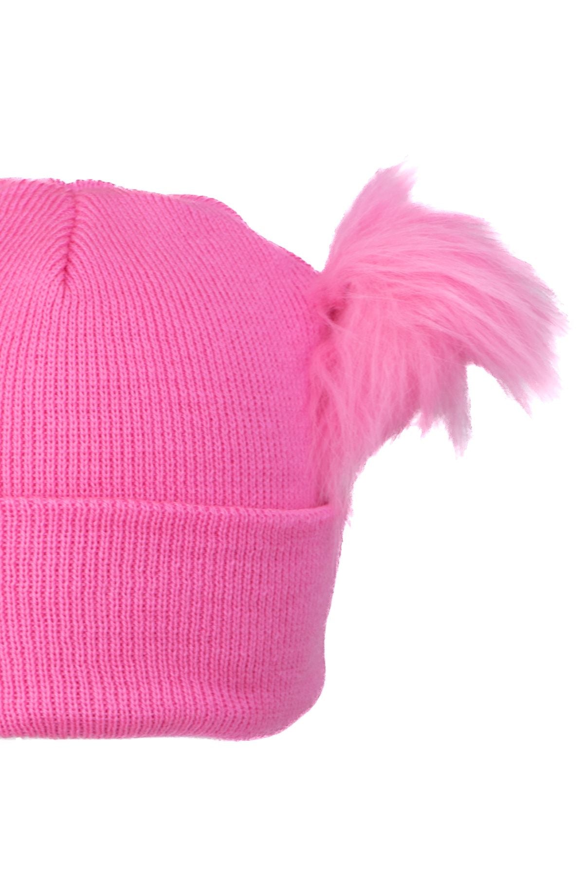 Kız Çocuk Kışlık Kalın Bere Çift Ponpon Model Pamuklu Katlamalı Sıcak Tutar Esnek Rahat