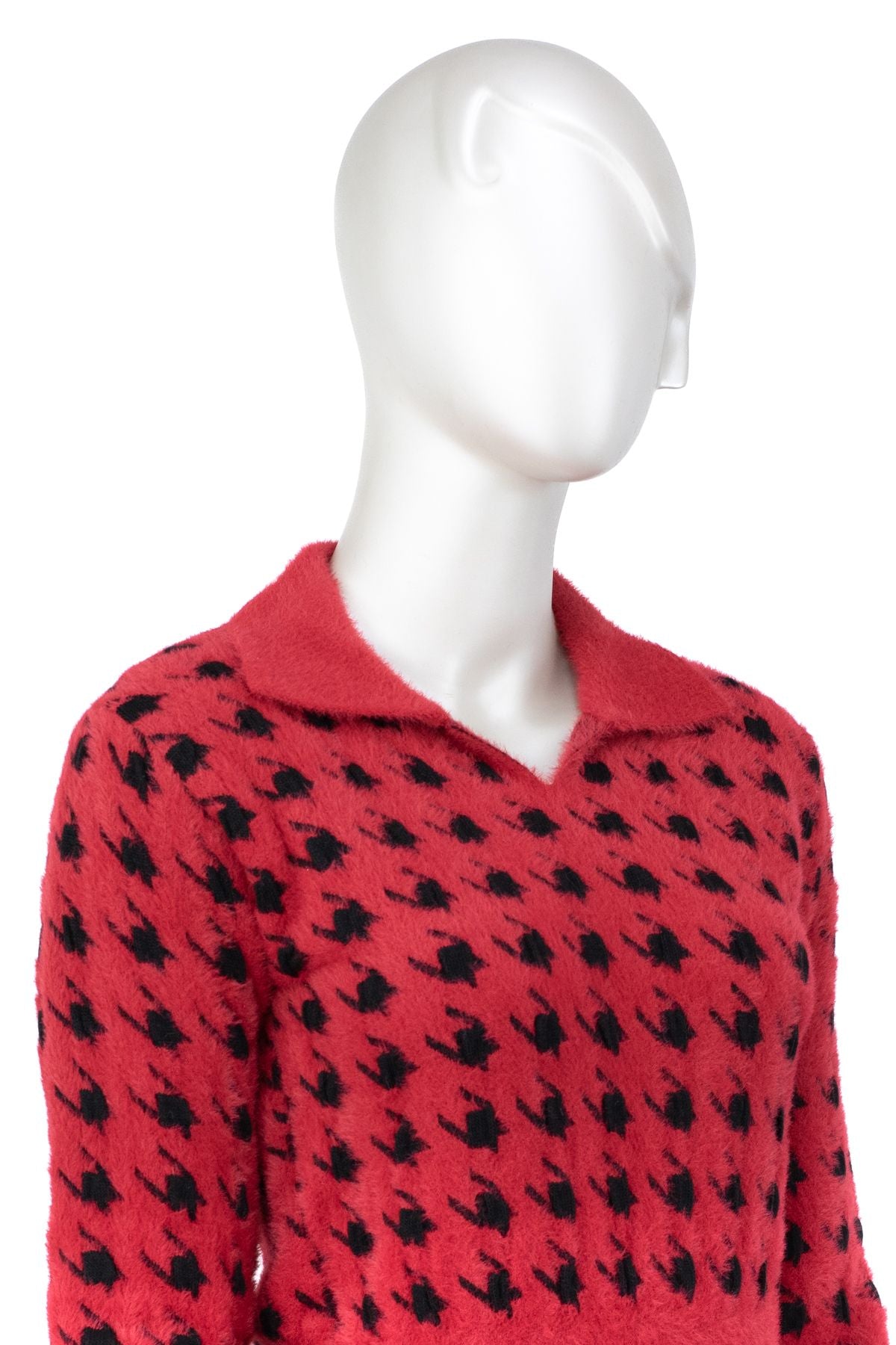 Kadın Kışlık Gömlek Yaka Normal Kesim Likralı Tüylü Dokuma Triko Moda Kazak