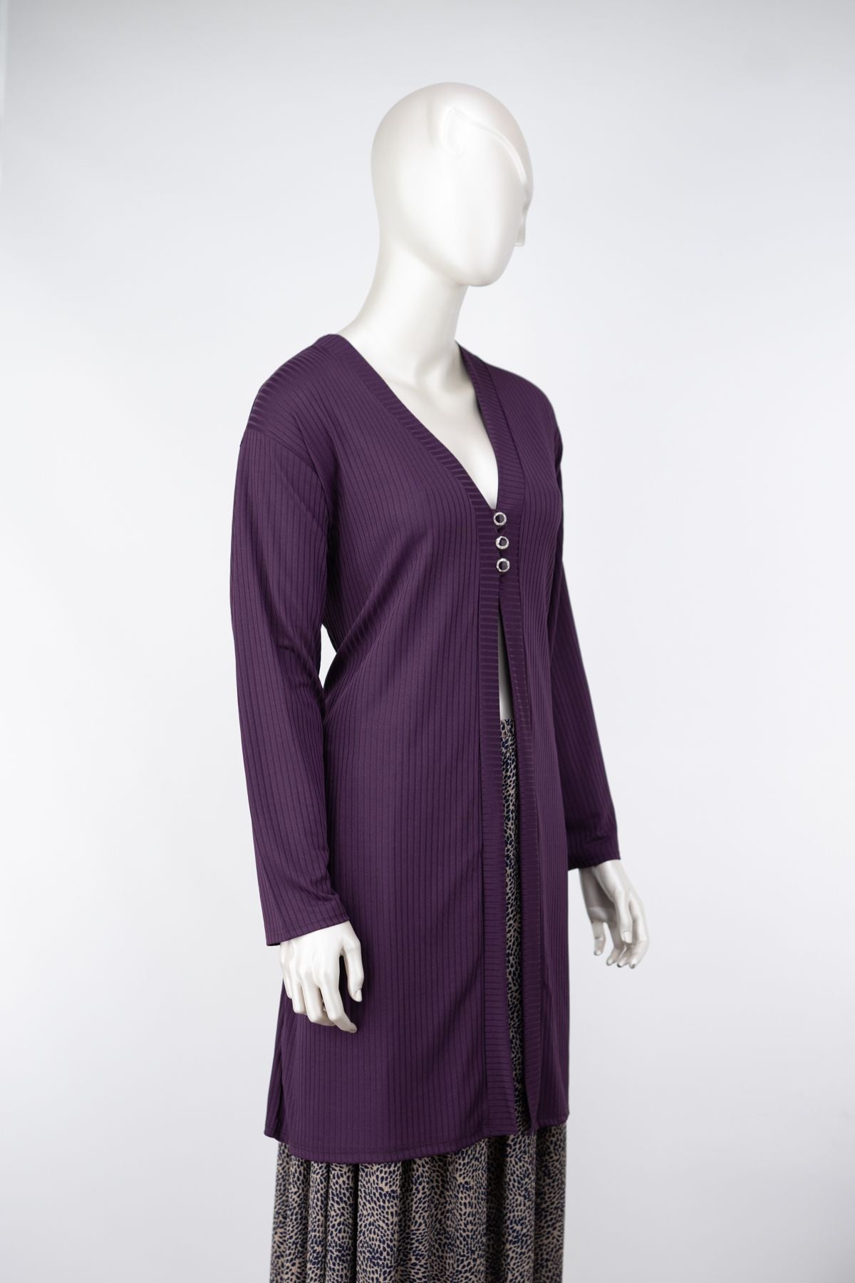 Kadın Elize Sandy Kumaş Anne Hırka V Yaka Önü Modern Üç Düğmeli Rahat Kesim Tam Kalıp