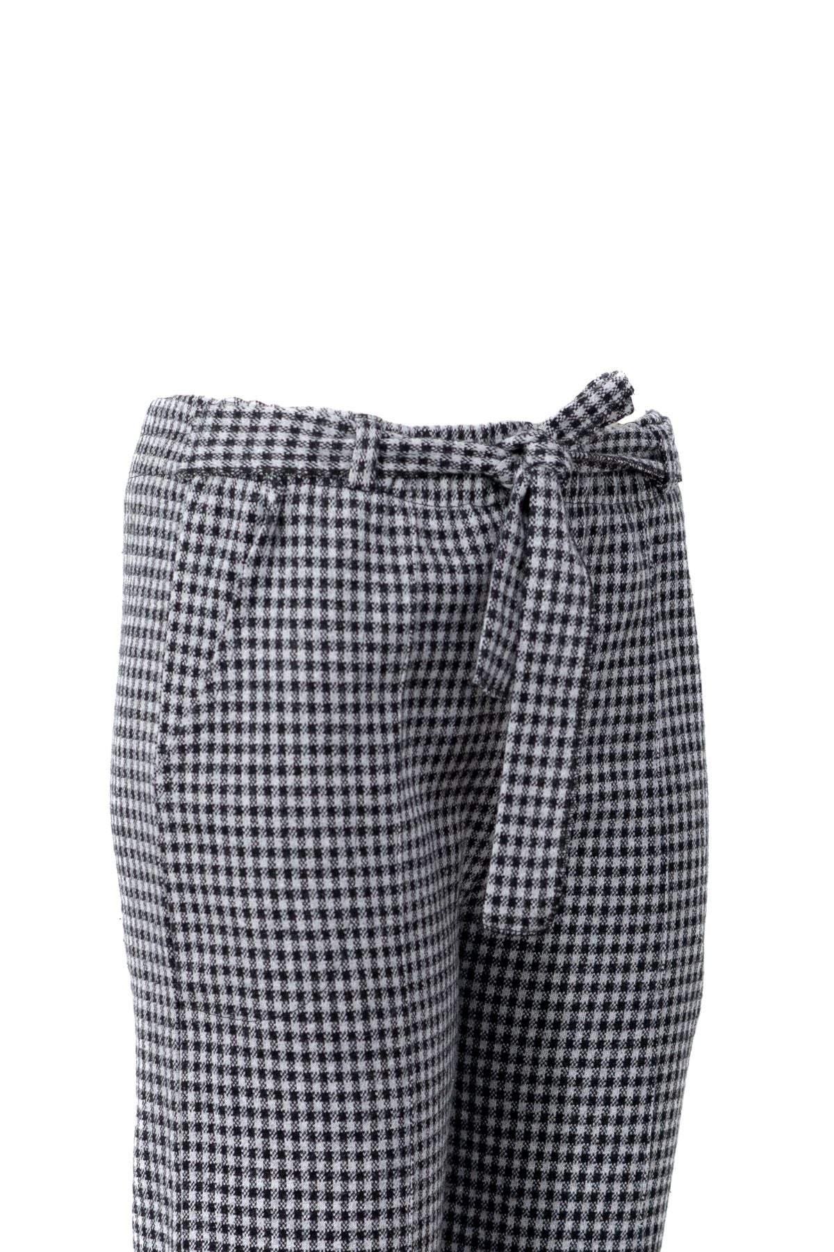Kadın Kışlık Ekose Desenli Cepli Tam Kalıp Likralı Kalın Premium Pamuklu Dokuma Pantolon