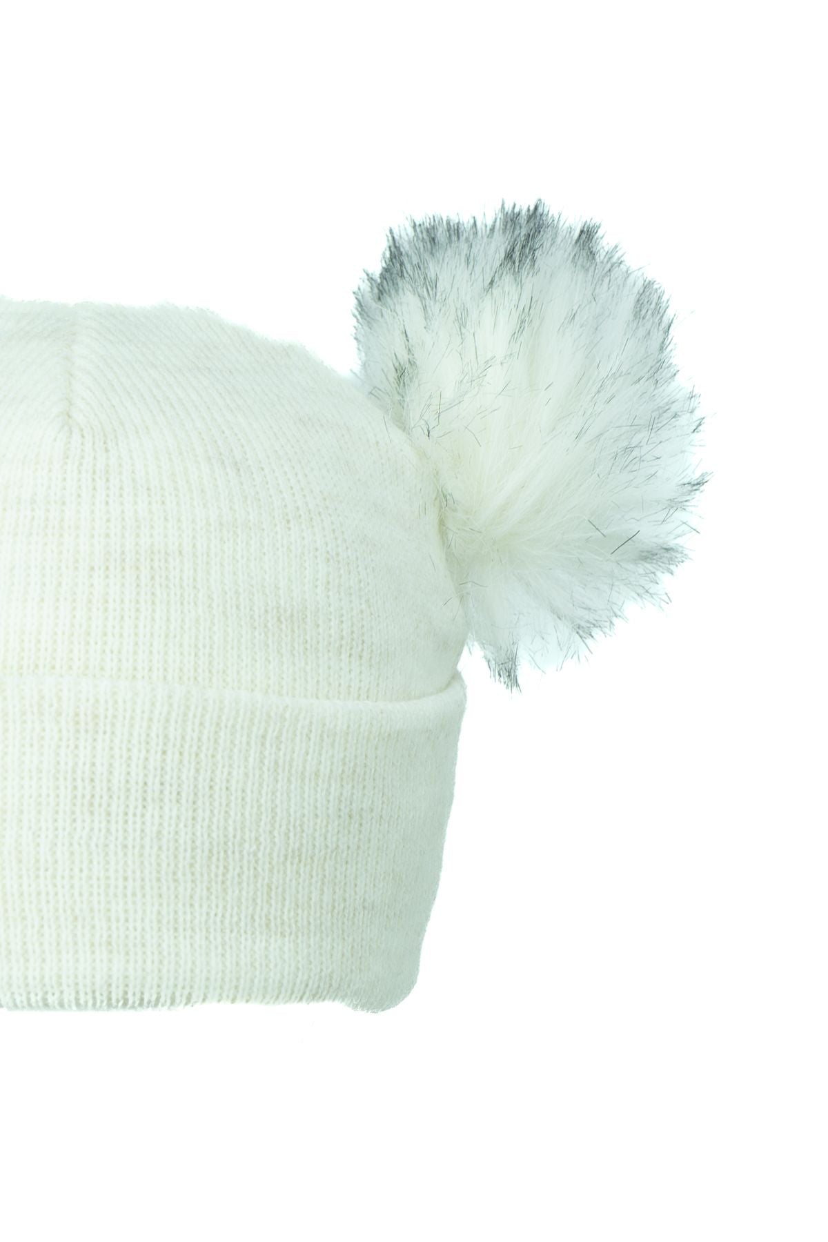 Kız Çocuk Kışlık Kalın Bere Çift Ponpon Model Pamuklu Katlamalı Sıcak Tutar Esnek Rahat