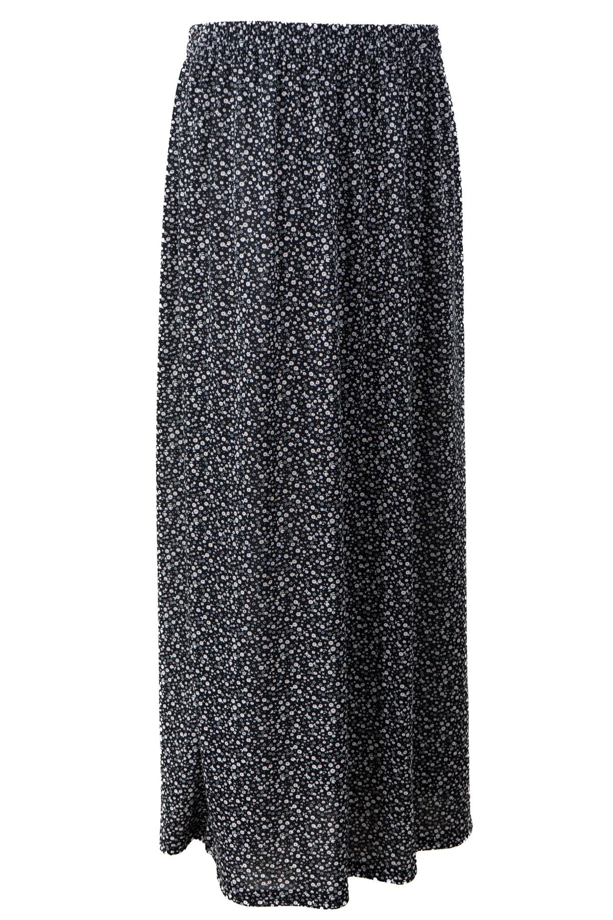 Kadın Kışlık Anne Etek Viskon Kumaş Manzara Desenli Beli Lastikli Rahat Kesim Tam Kalıp